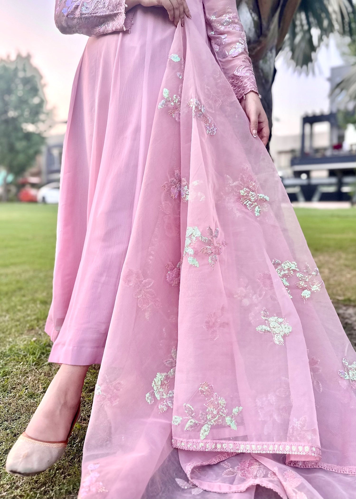 chiffon Maxi in Pastel pink