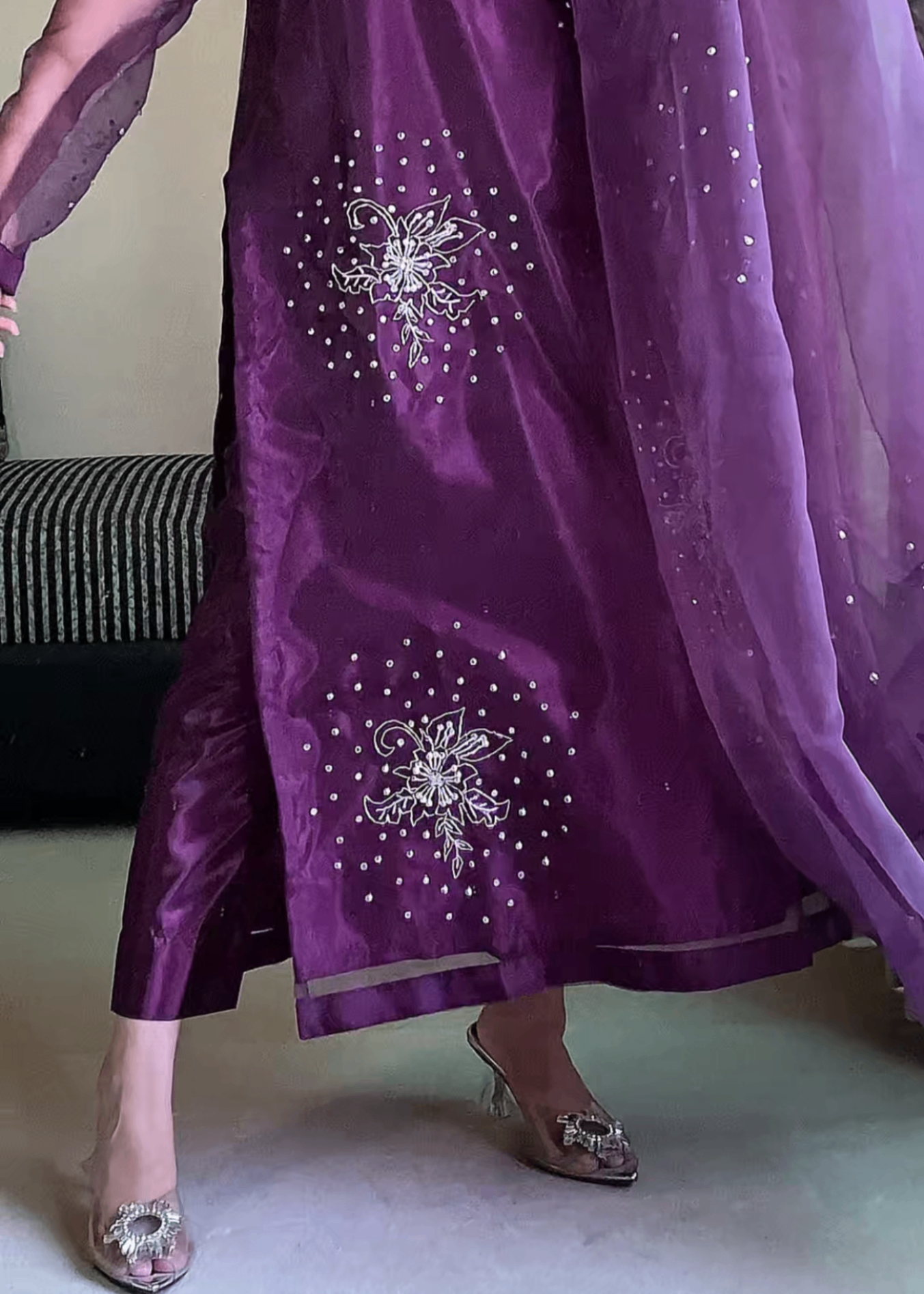 kattan silk Kurta Set in Plum purple