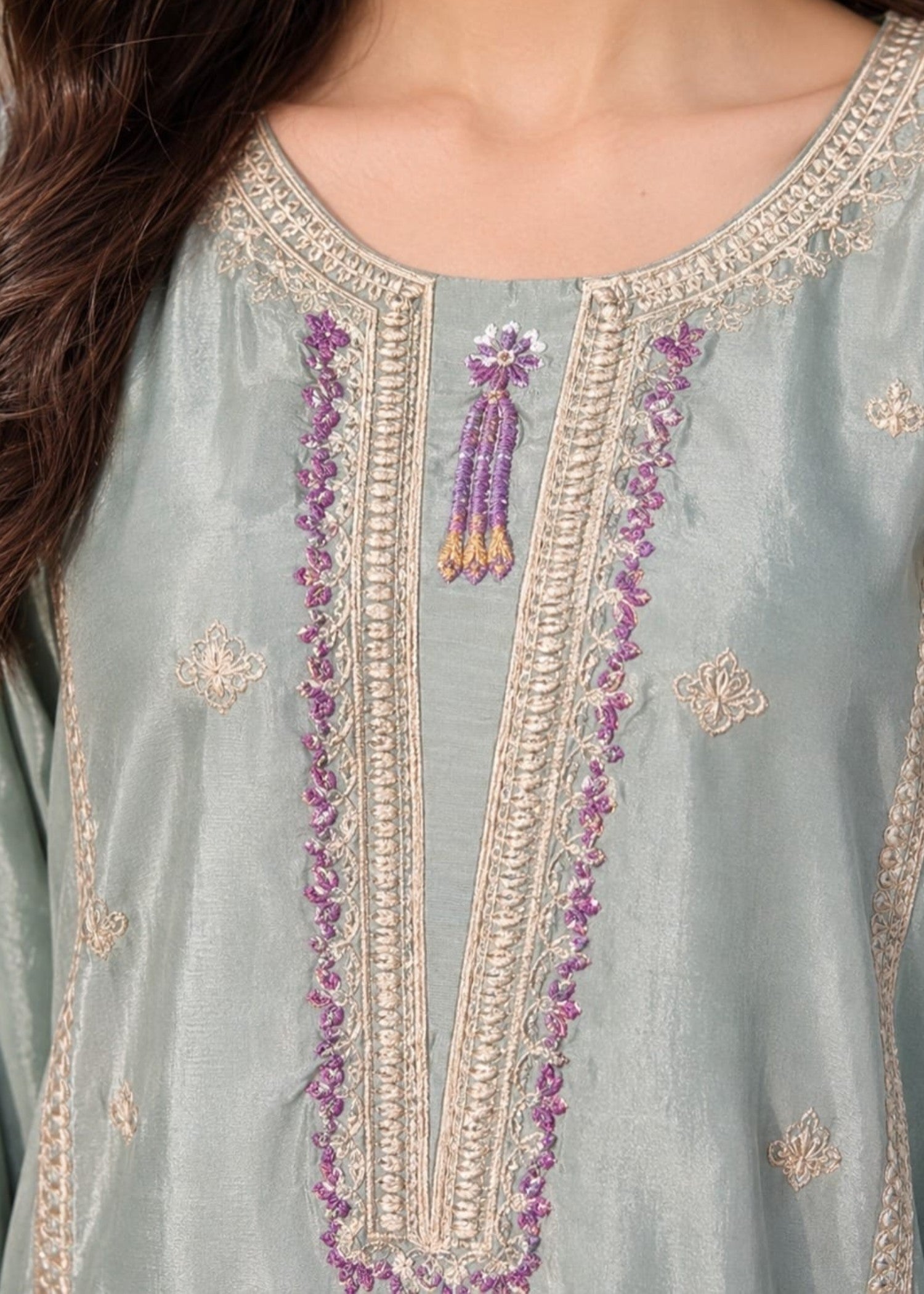 kattan silk Kurta Set in Grey