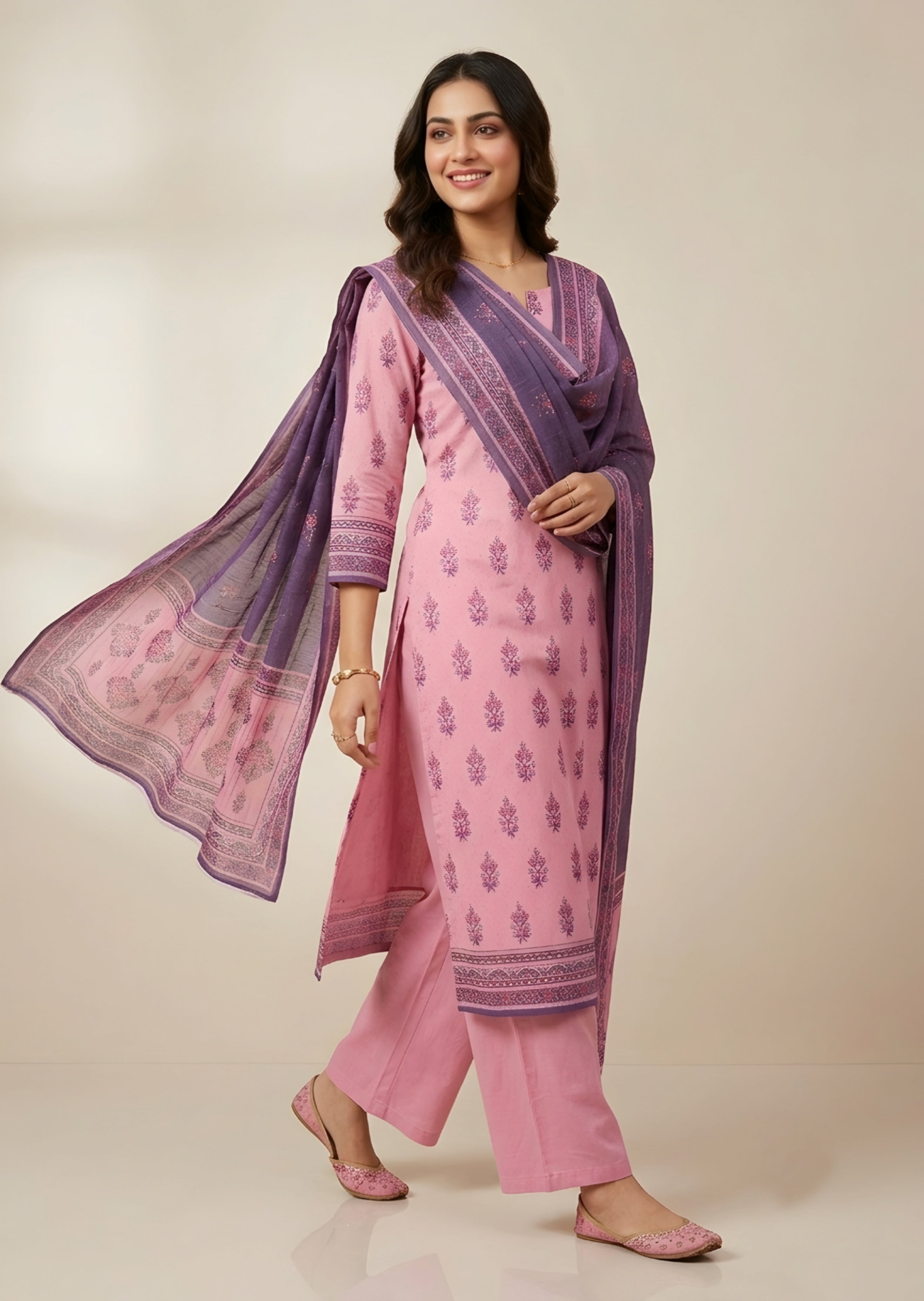 lawn Unstitched in Blush pink