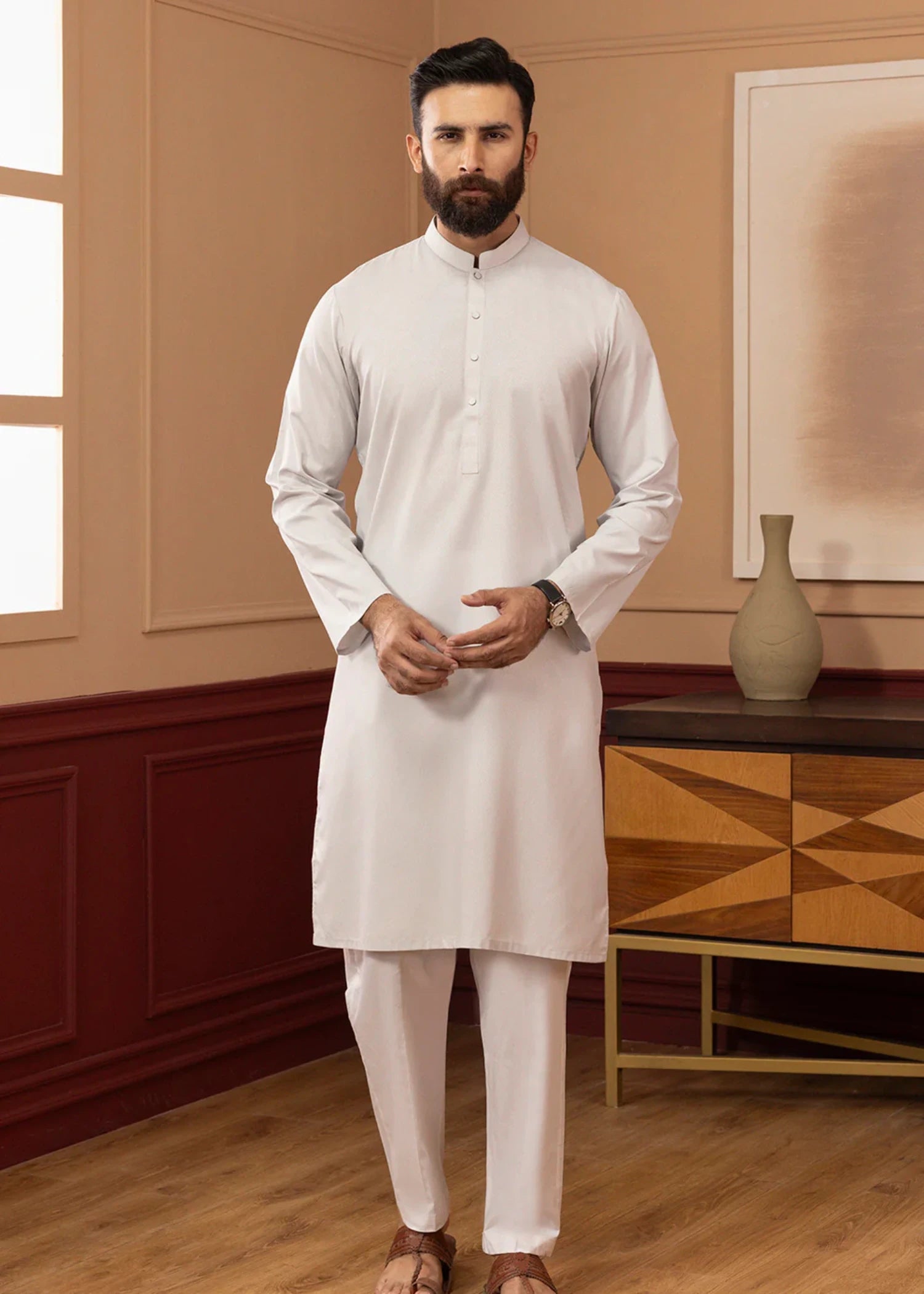 dobby Kurta in White