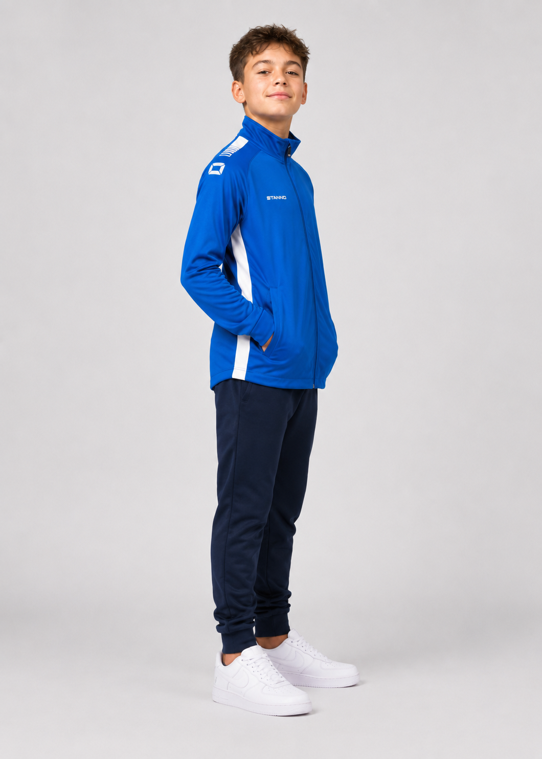polyester Jacket in White, blue