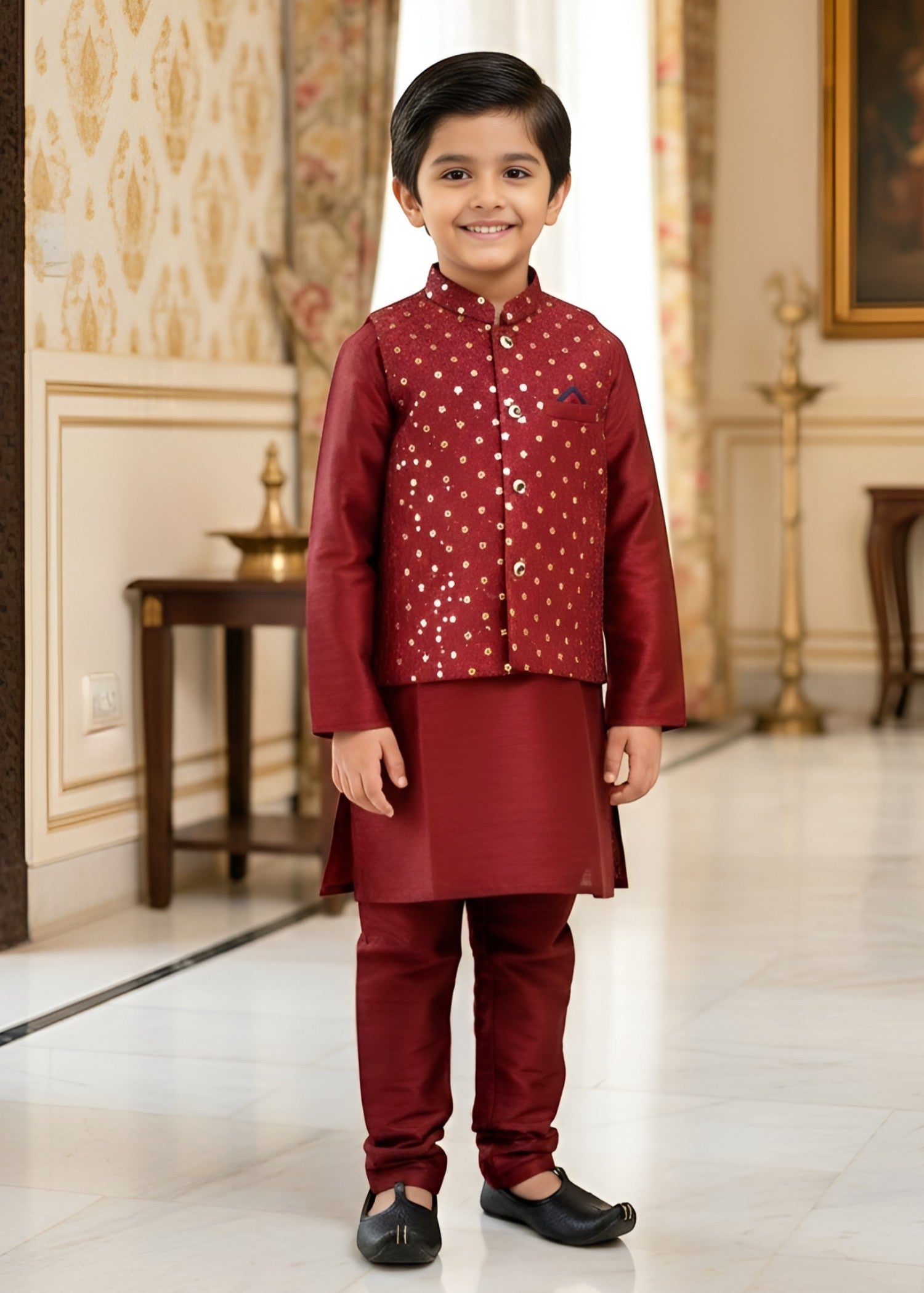 suiting Waistcoat in Berry red