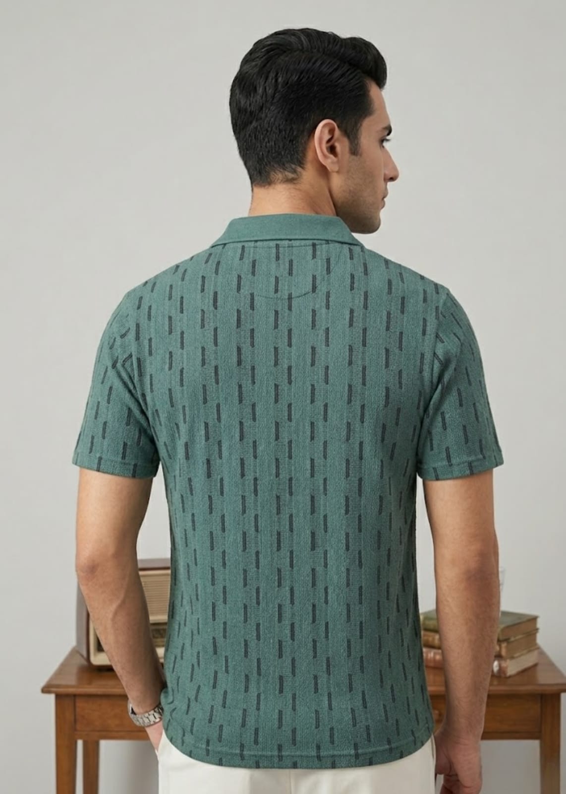yarn dyed Polo Shirt in Green