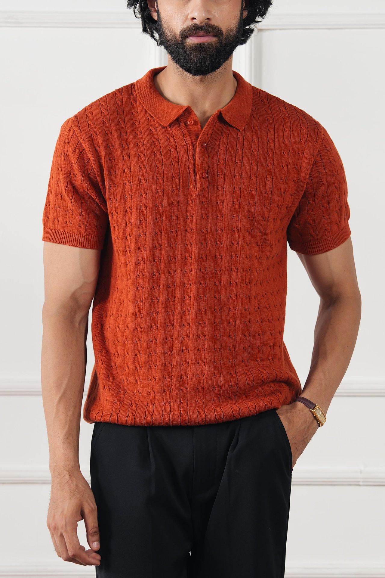 cotton jersey Polo Shirt in Pumpkin orange