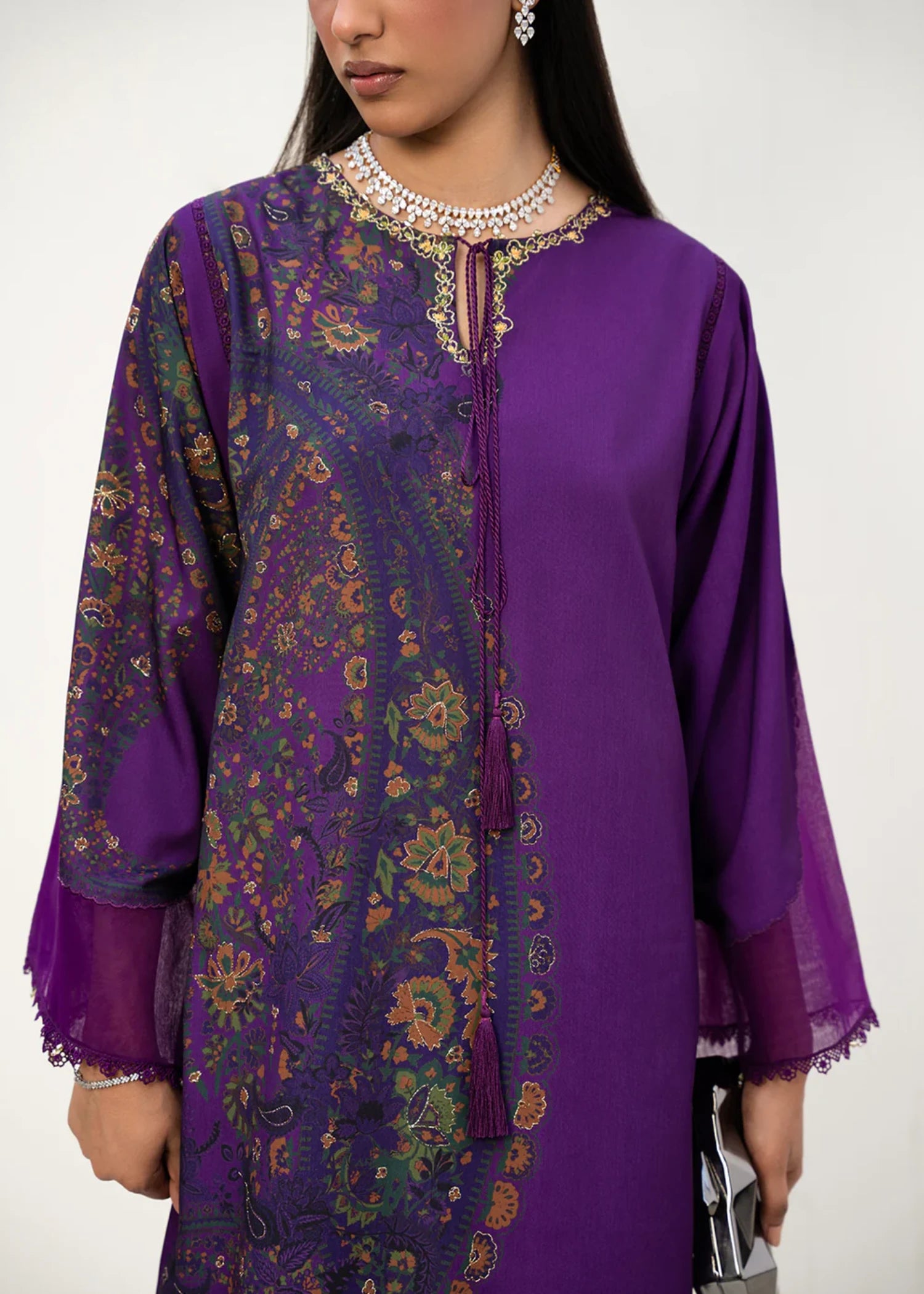 crepe Kurti in Purple