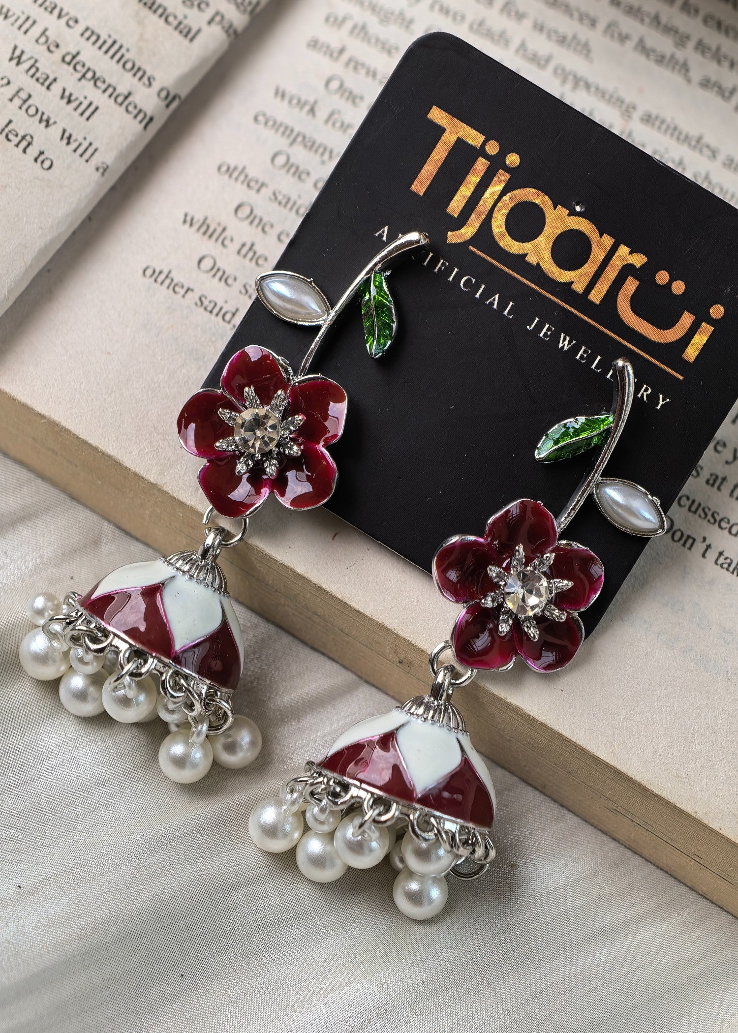 Earrings in Wine Color by - Trendy Women Earrings MZU4057