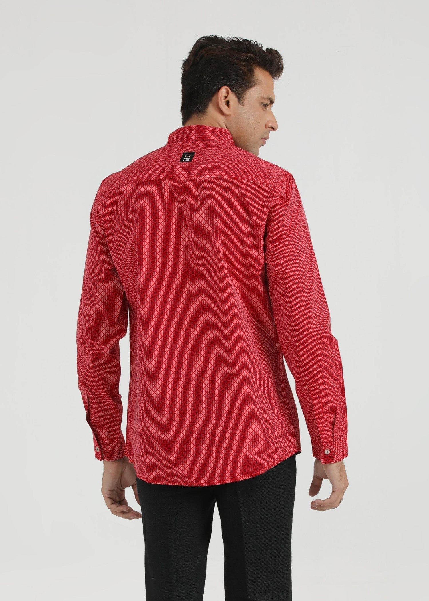 cotton dobby Casual Shirt in Tomato red