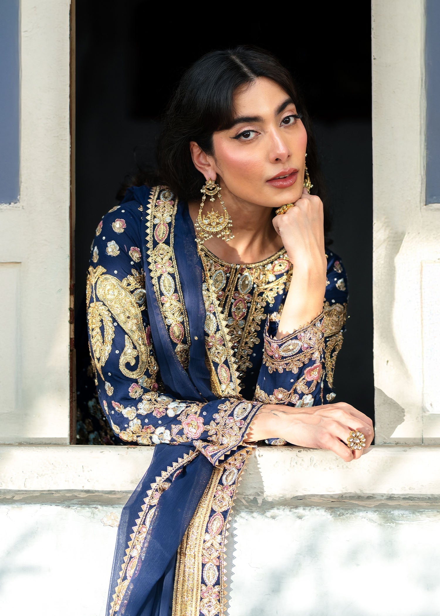 chiffon Kurta Set in Royal blue