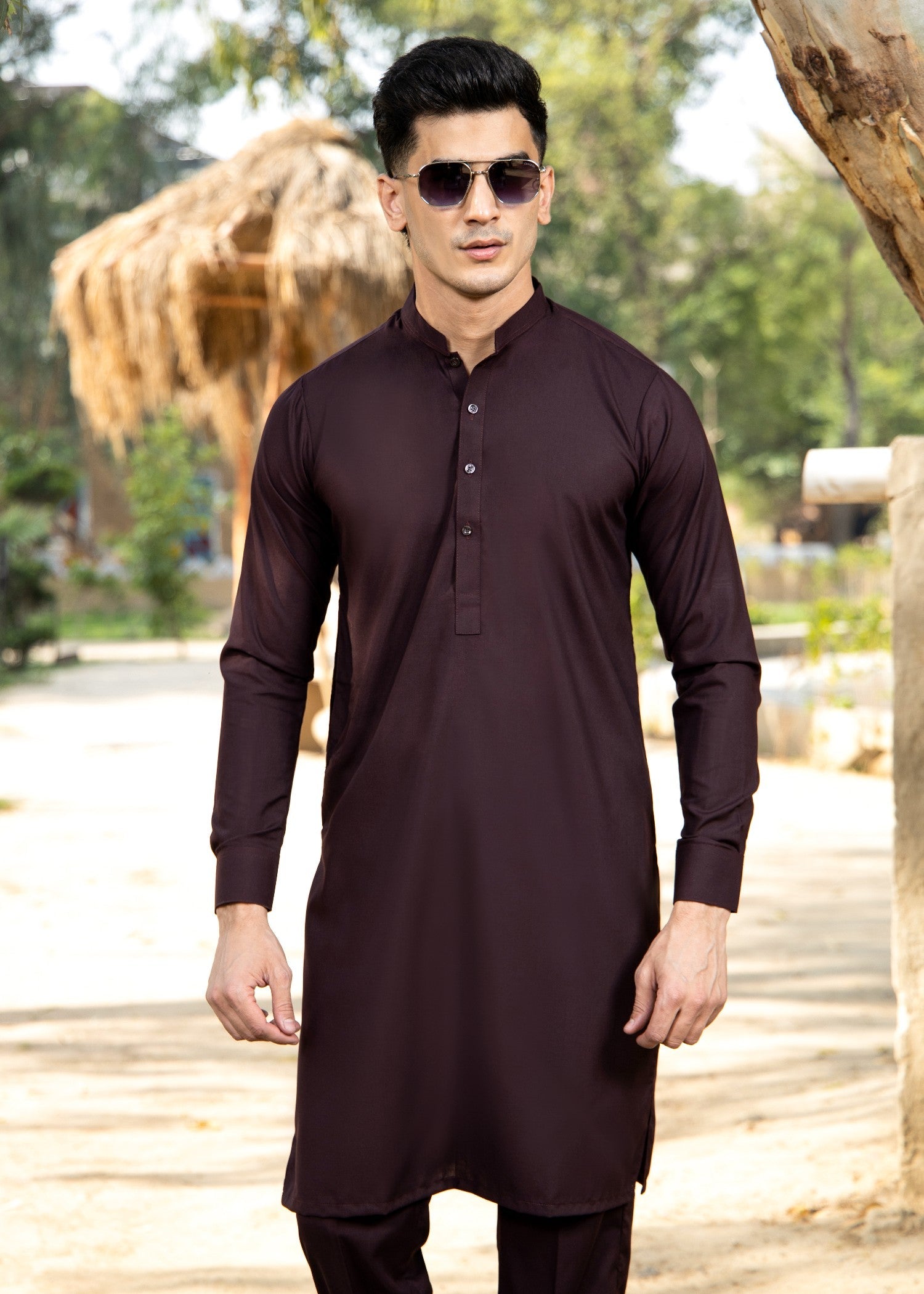 wash & wear Kurta Set in Chocolate brown by Arif Ashraf