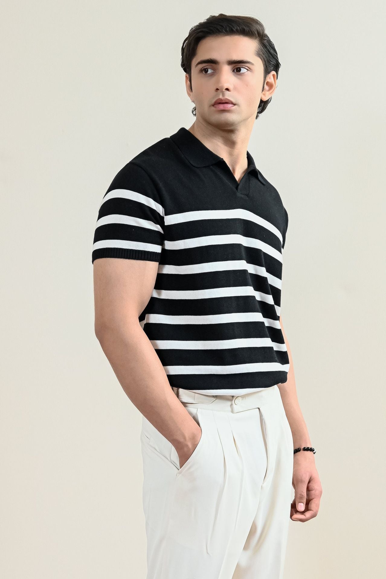 cotton Polo Shirt in Jet black
