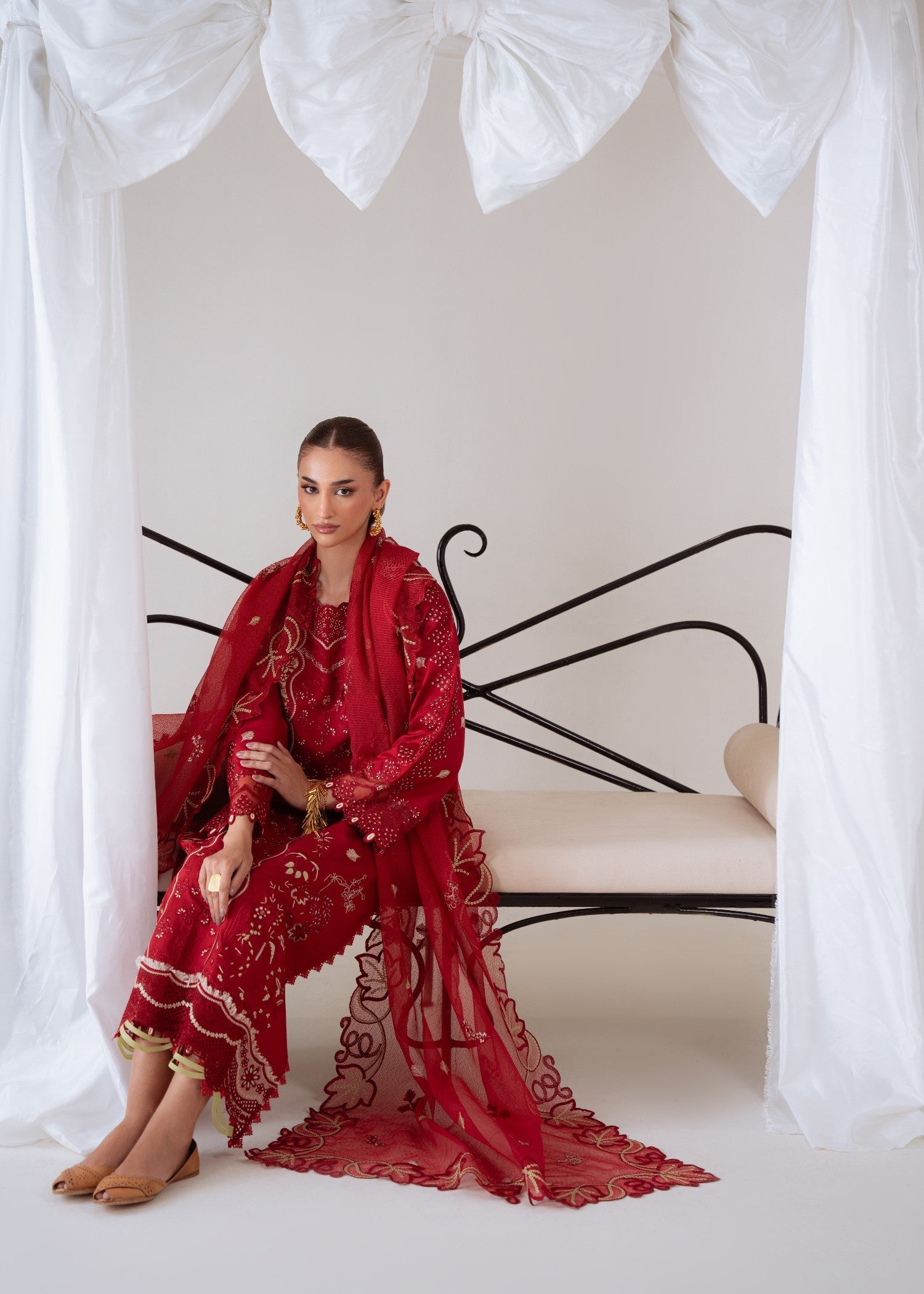 linen Unstitched in Persian red
