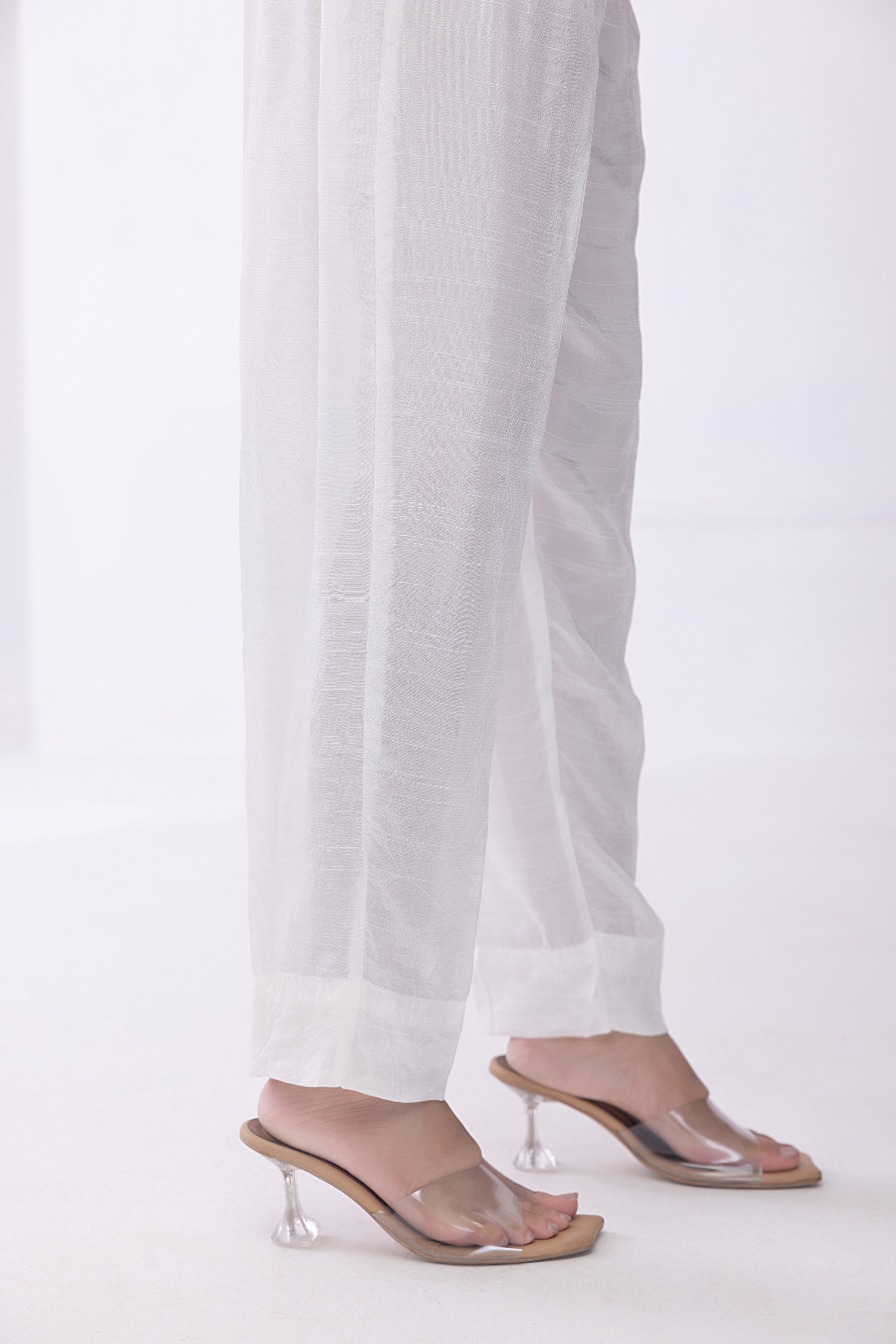 silk Trousers in White
