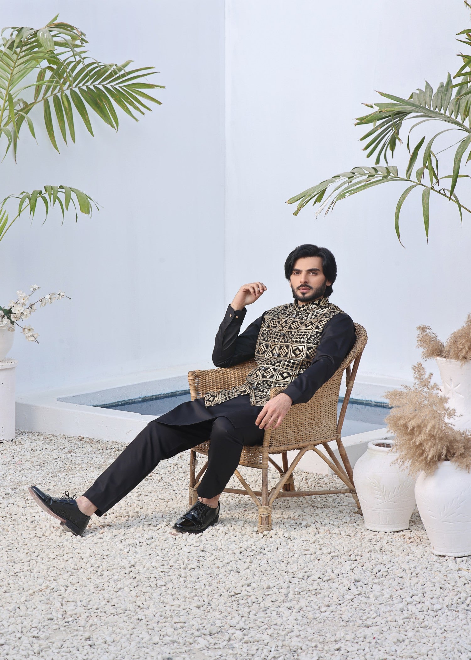 chiffon Waistcoat in Gold by J Pardesi