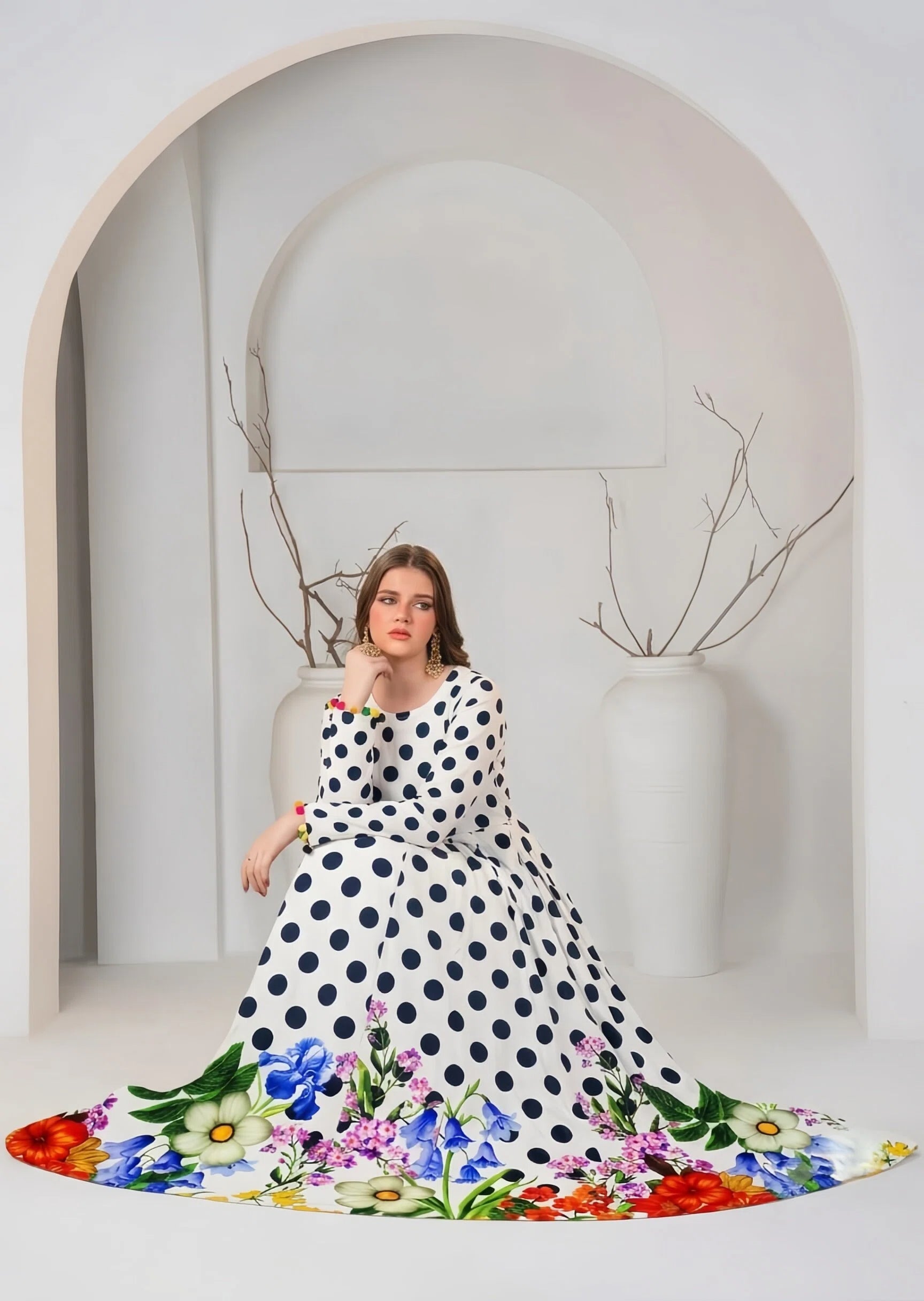 poly lawn Maxi in Black, white