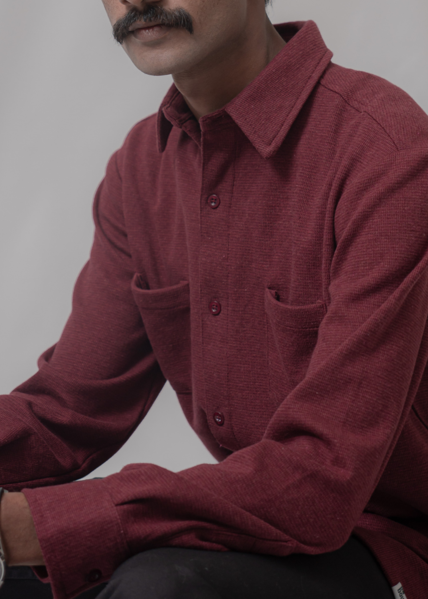 fleece jersey knit Casual Shirt in Maroon