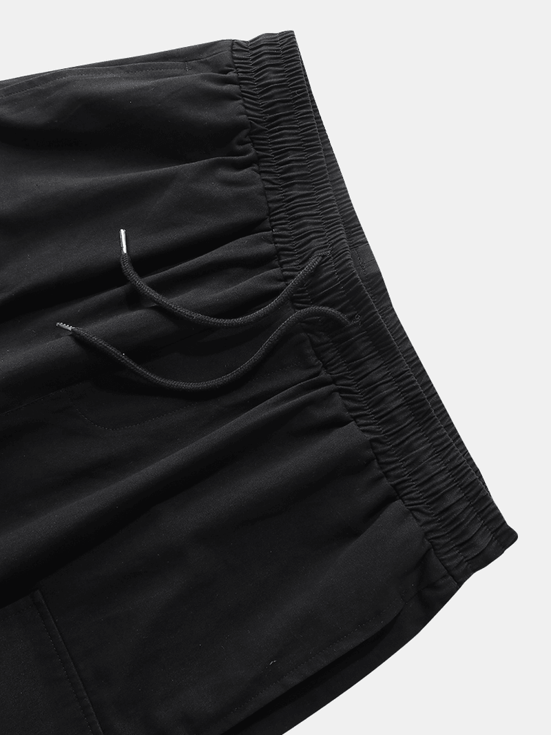 Mens Casual Big Pocket 100% Cotton Color Block Cargo Shorts