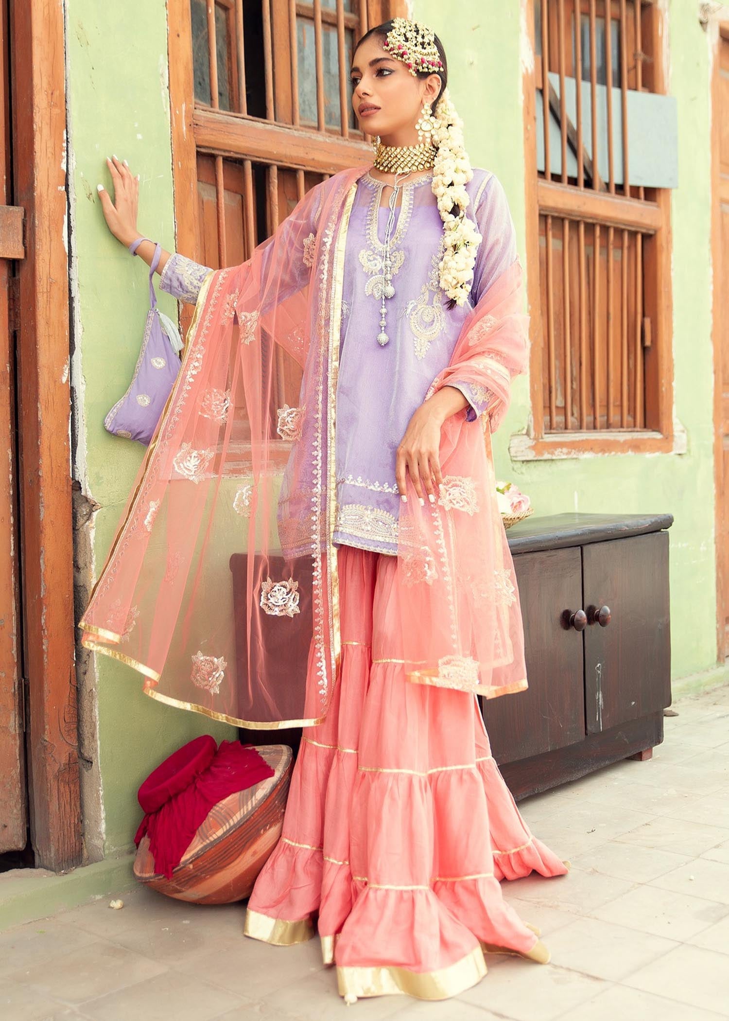 tissue Gharara in Lilac
