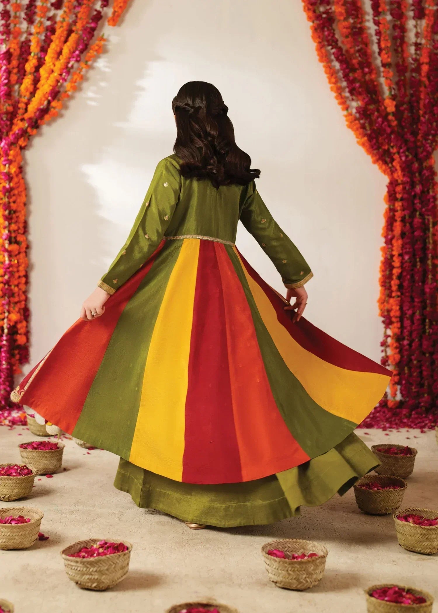 silk Lehenga in Pistachio green