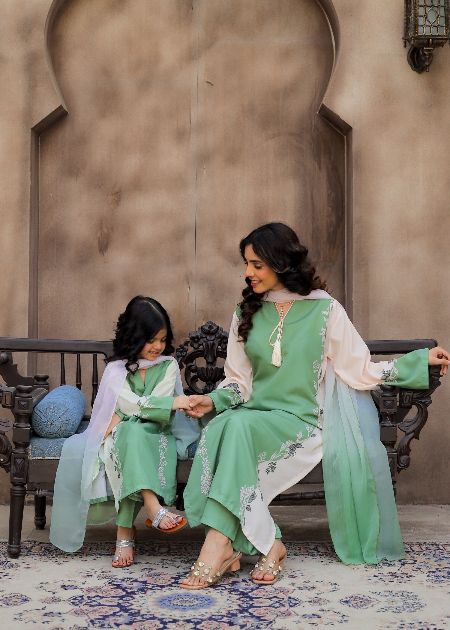 poly lawn Kurta Set in Mint green
