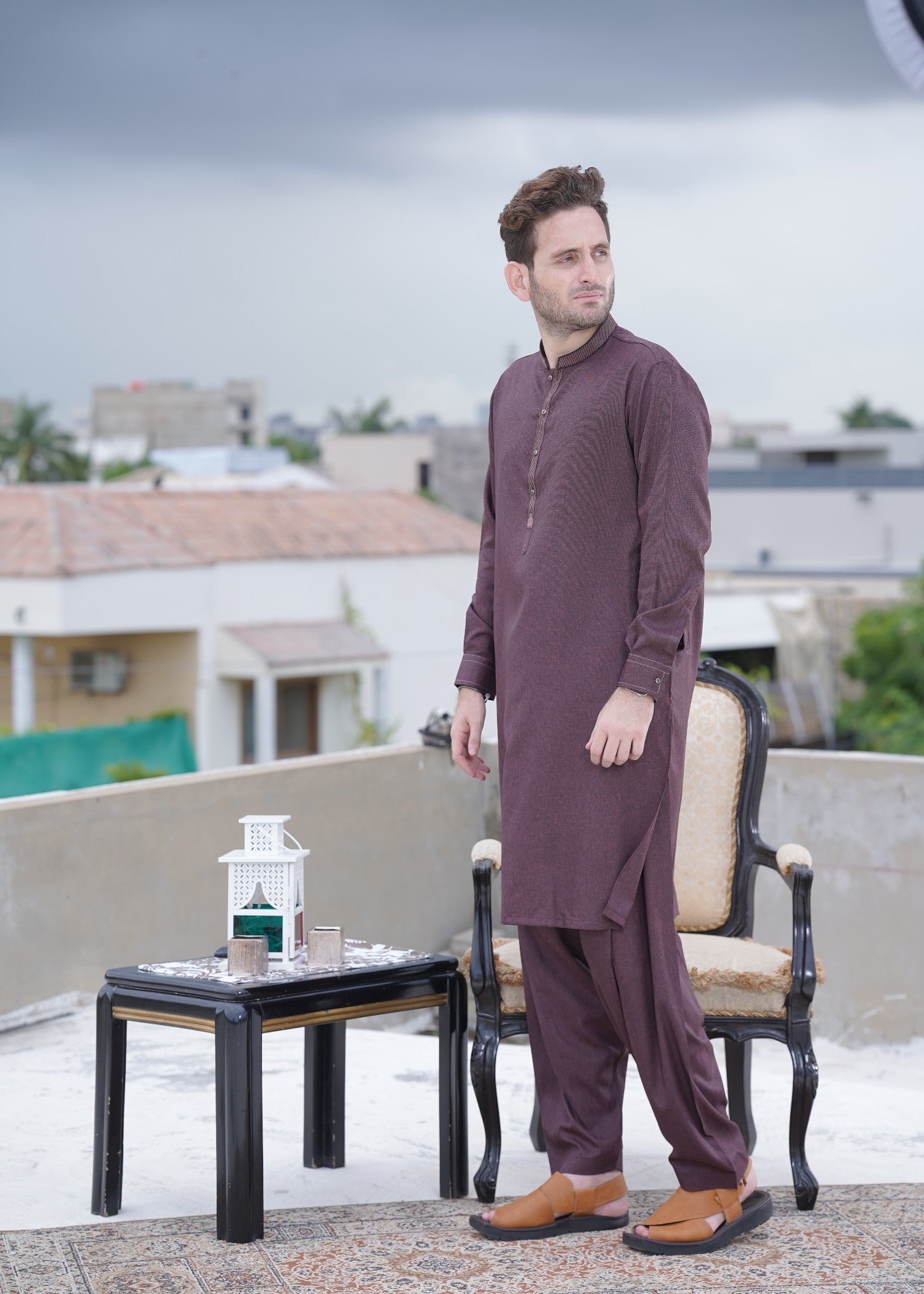 wash & wear Shalwar Kameez in Mauve by Real Image Clothing
