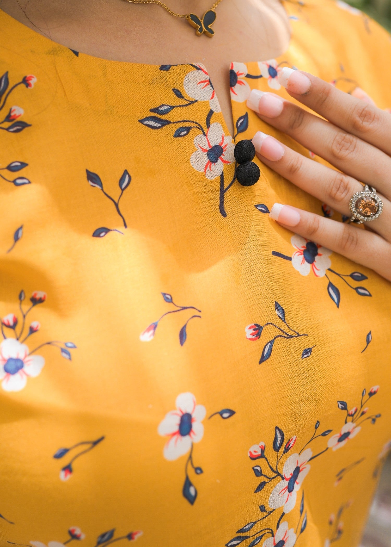 lawn Kurta Set in Autumn gold