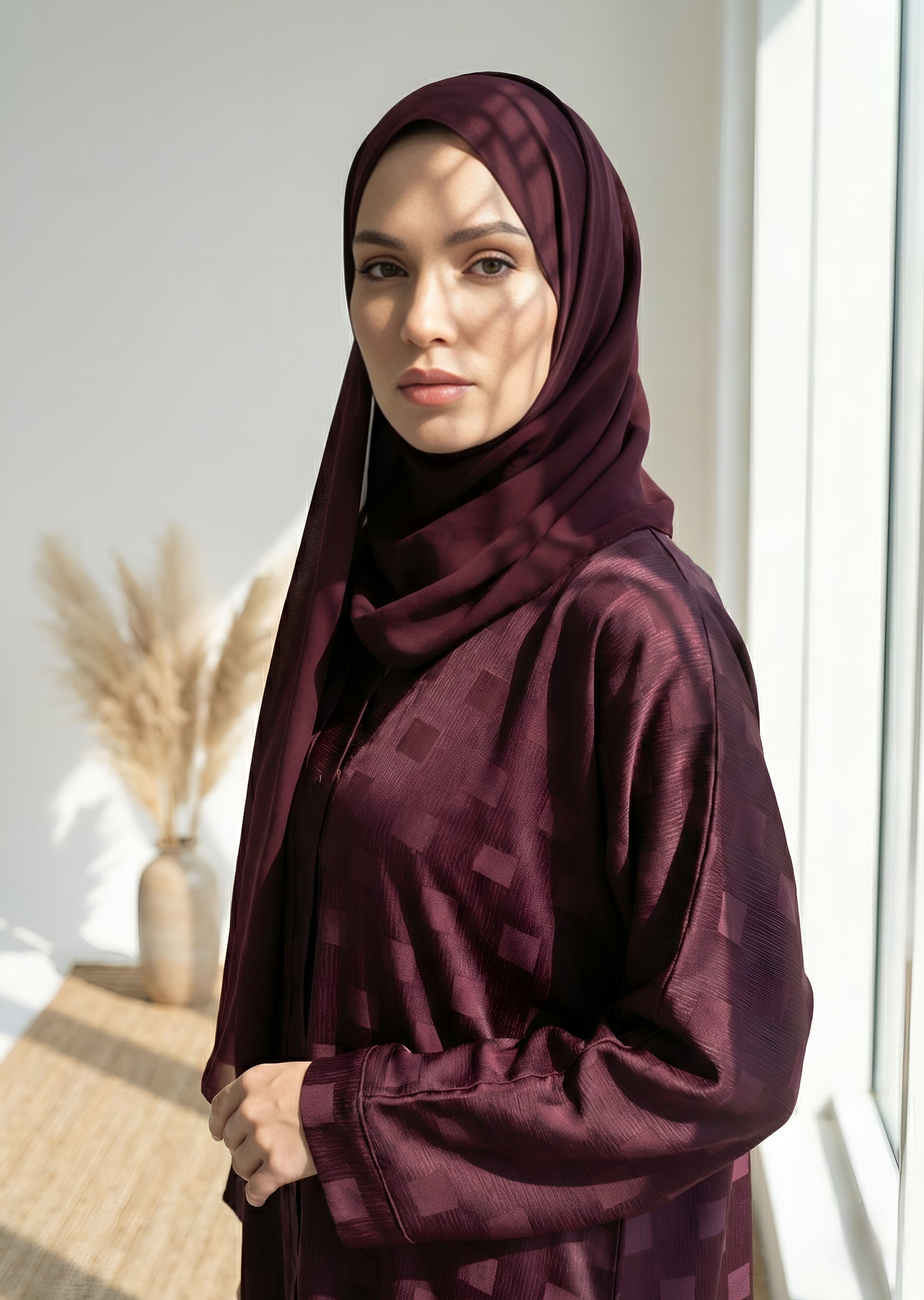 nidha Abaya in Maroon