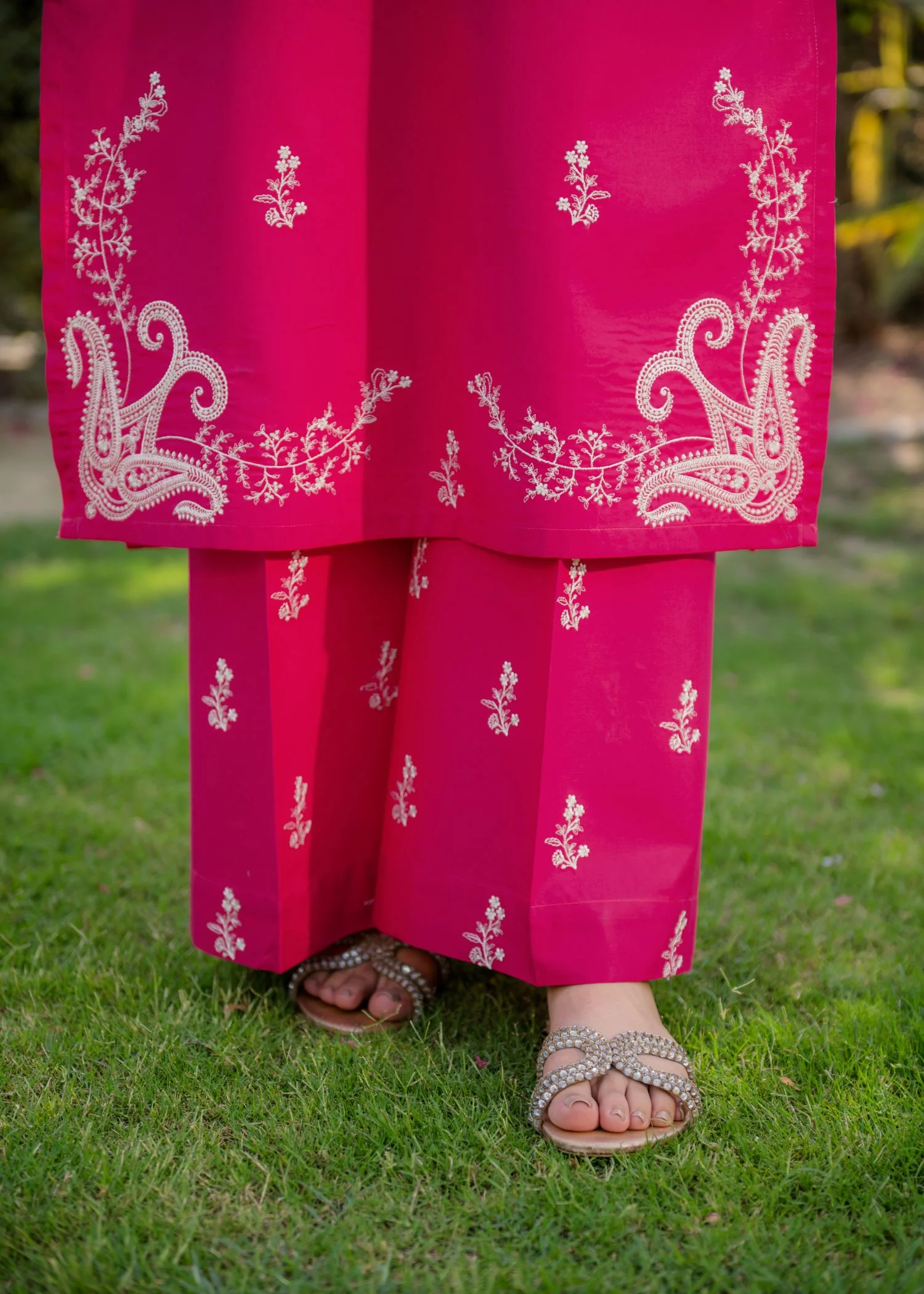 pure cotton Kurta Set in Hot pink