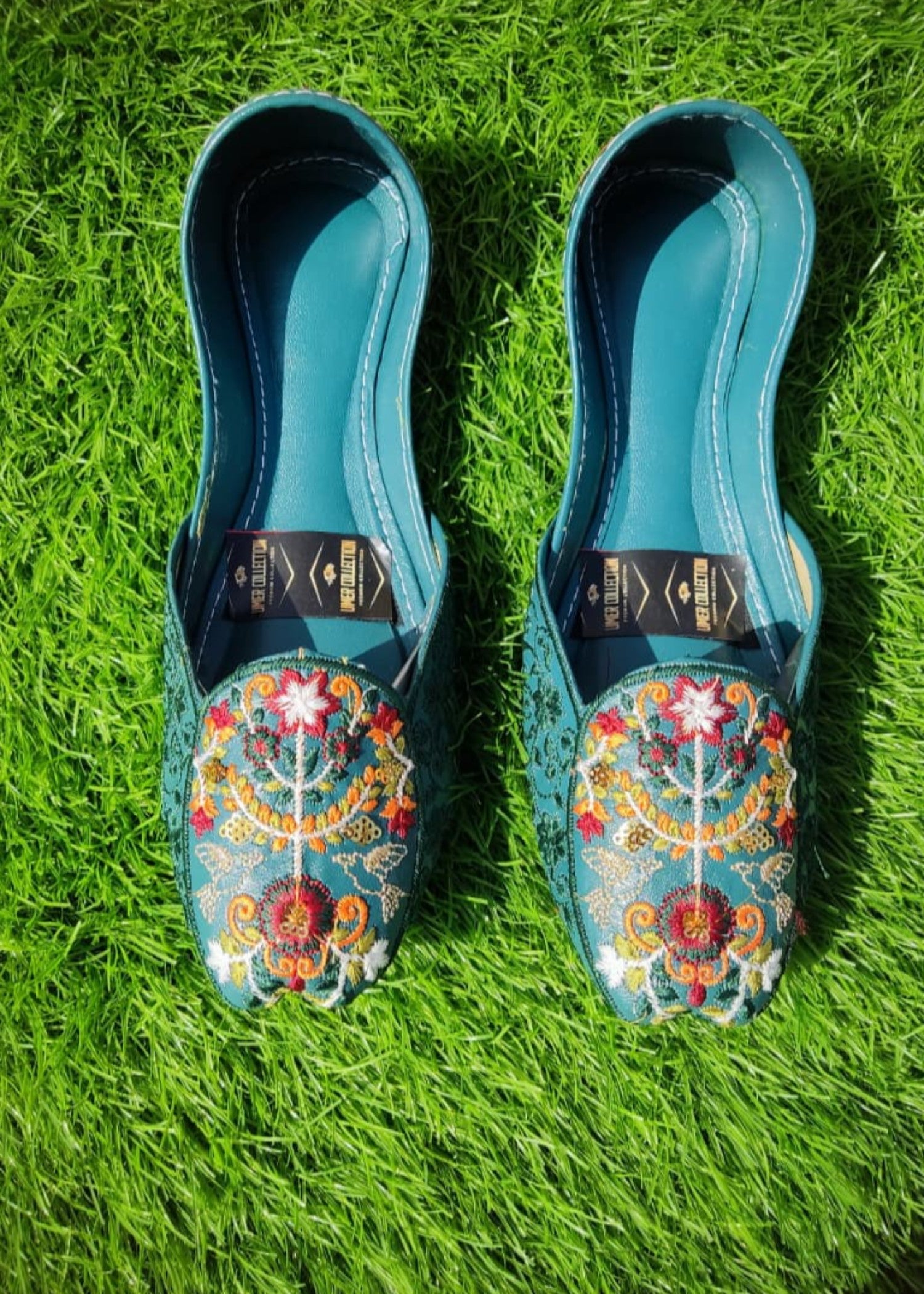 Khussa in Turquoise by - High Quality Women Khussa QRH5833