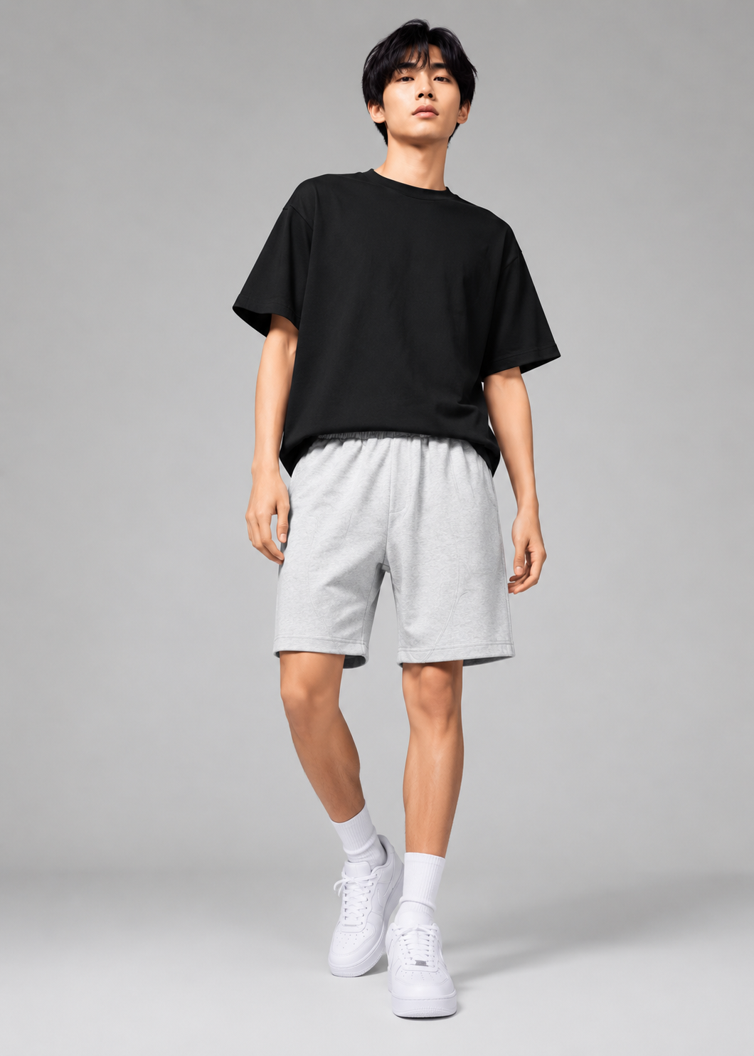 french terry Shorts in Light grey