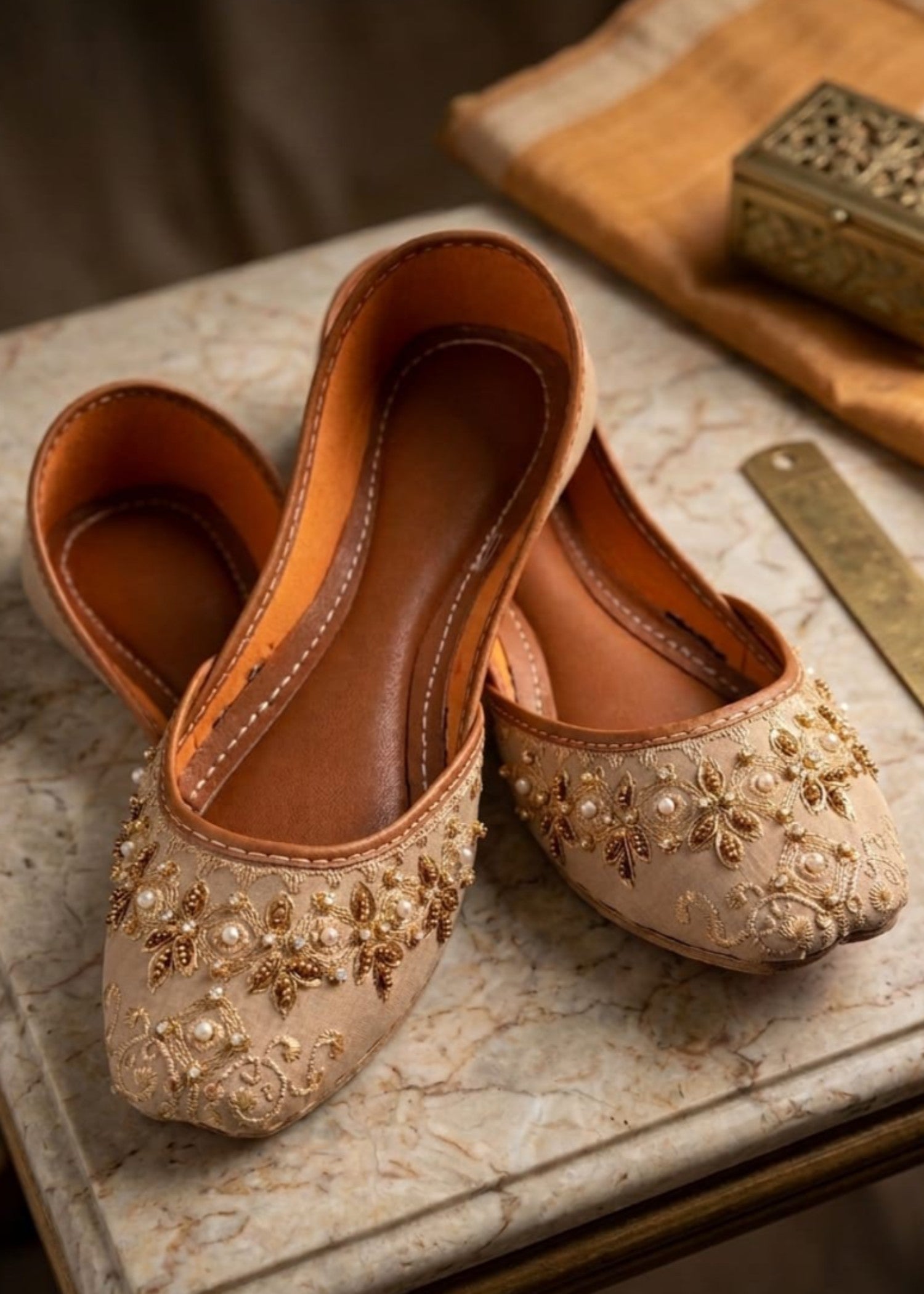 Khussa in Beige by - High Quality Women Khussa KOK8603