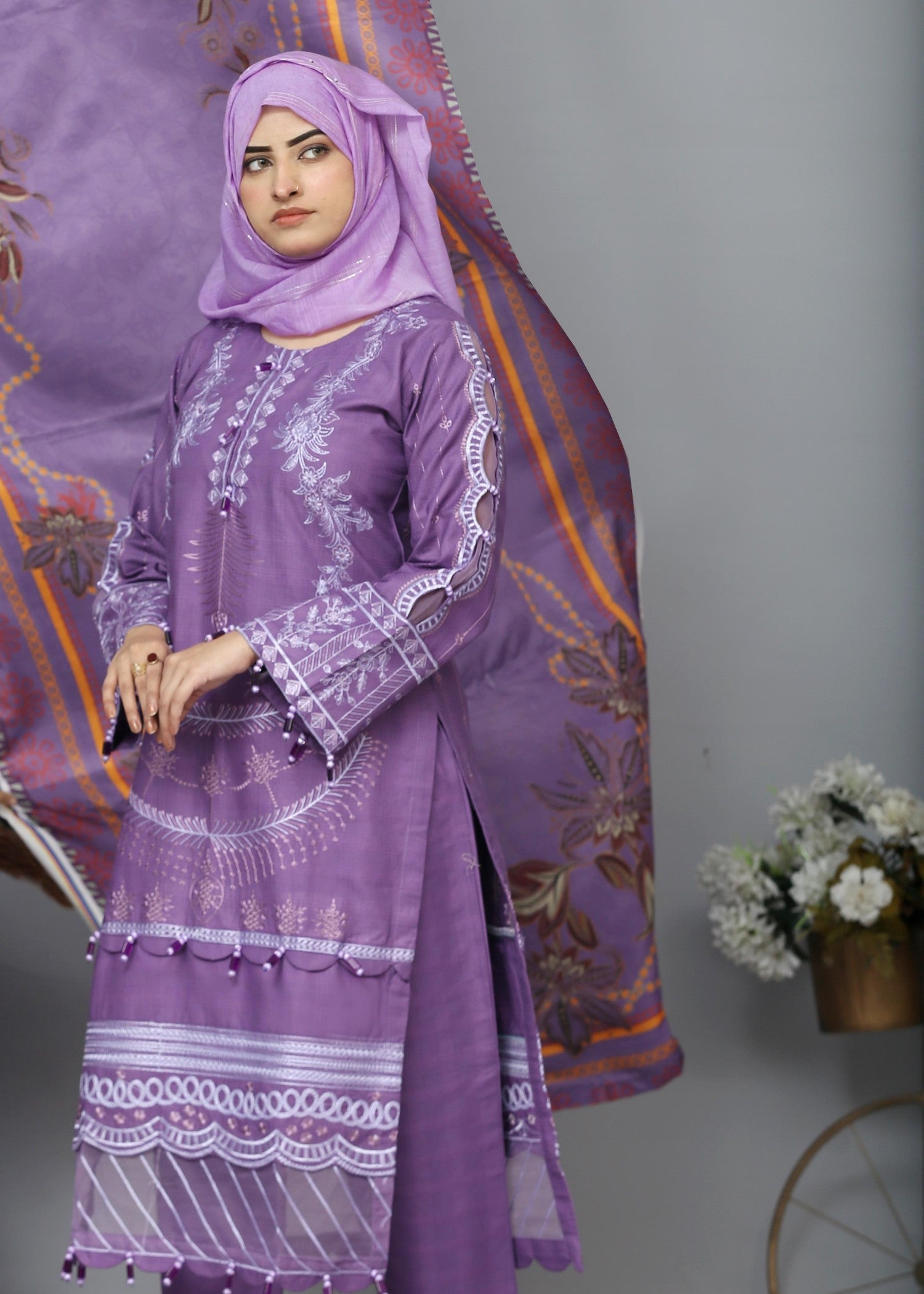 khaddar Kurta Set in Purple