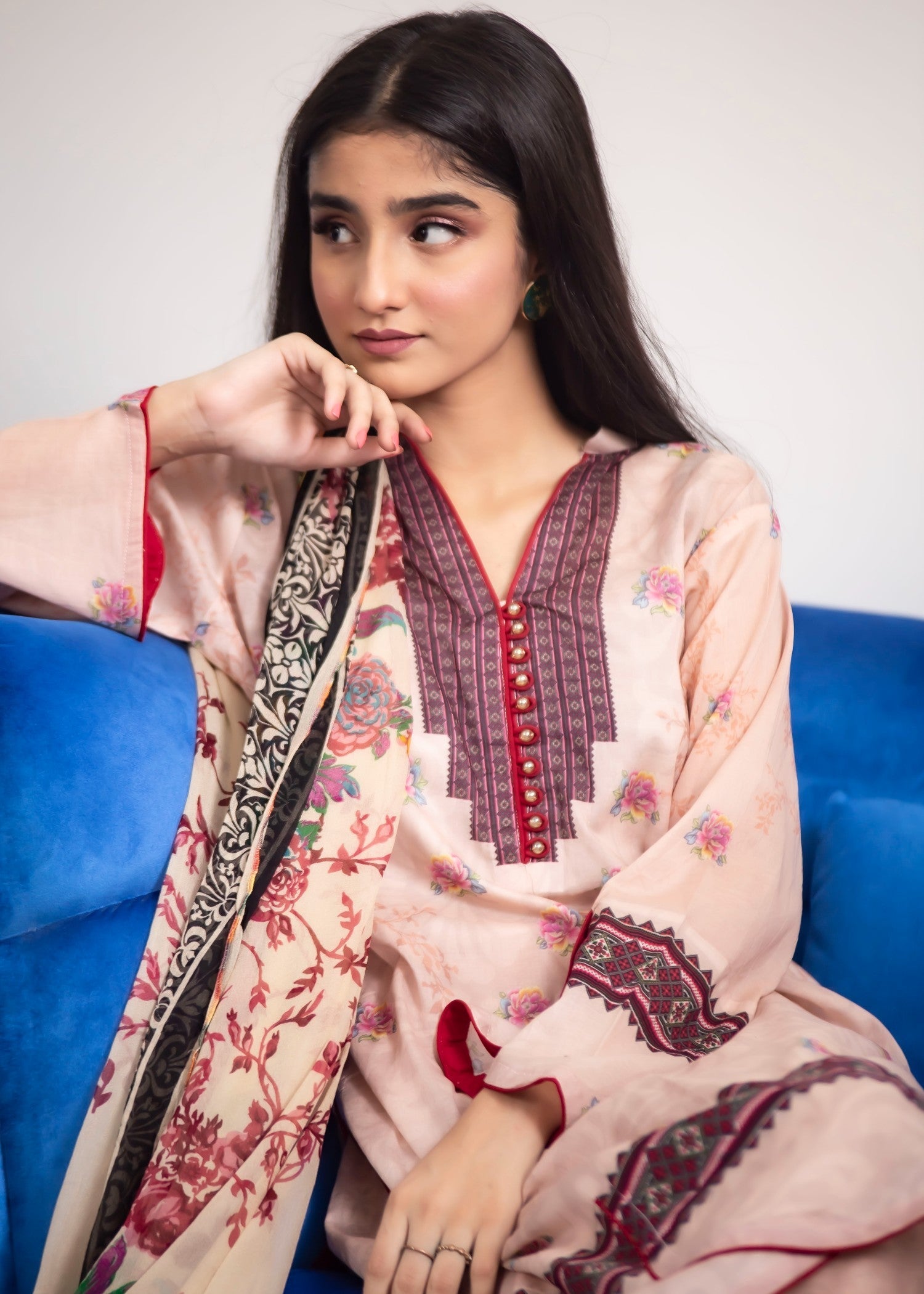 lawn Kurta Set in Light pink