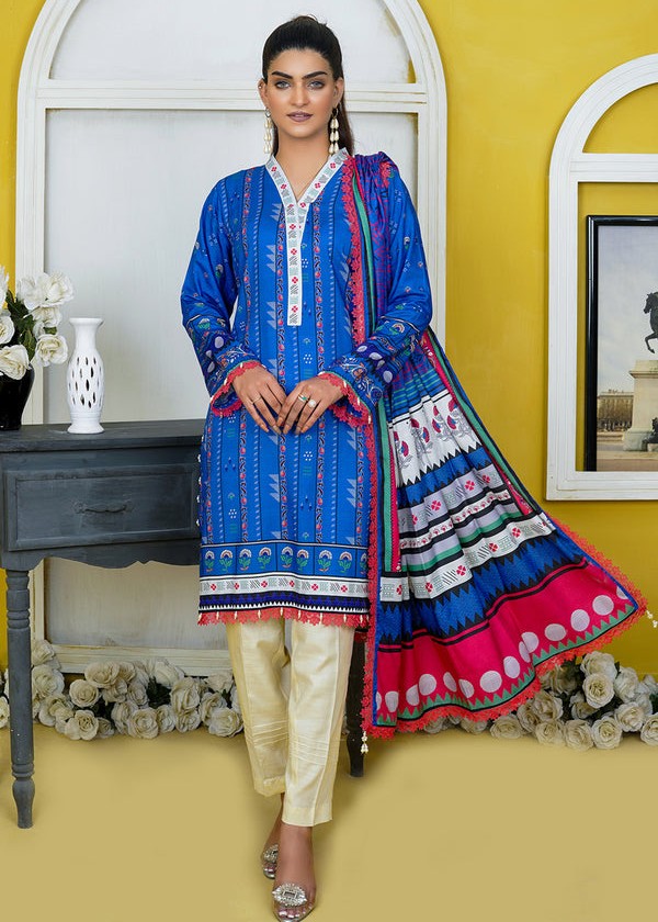 slub lawn Unstitched in Royal blue