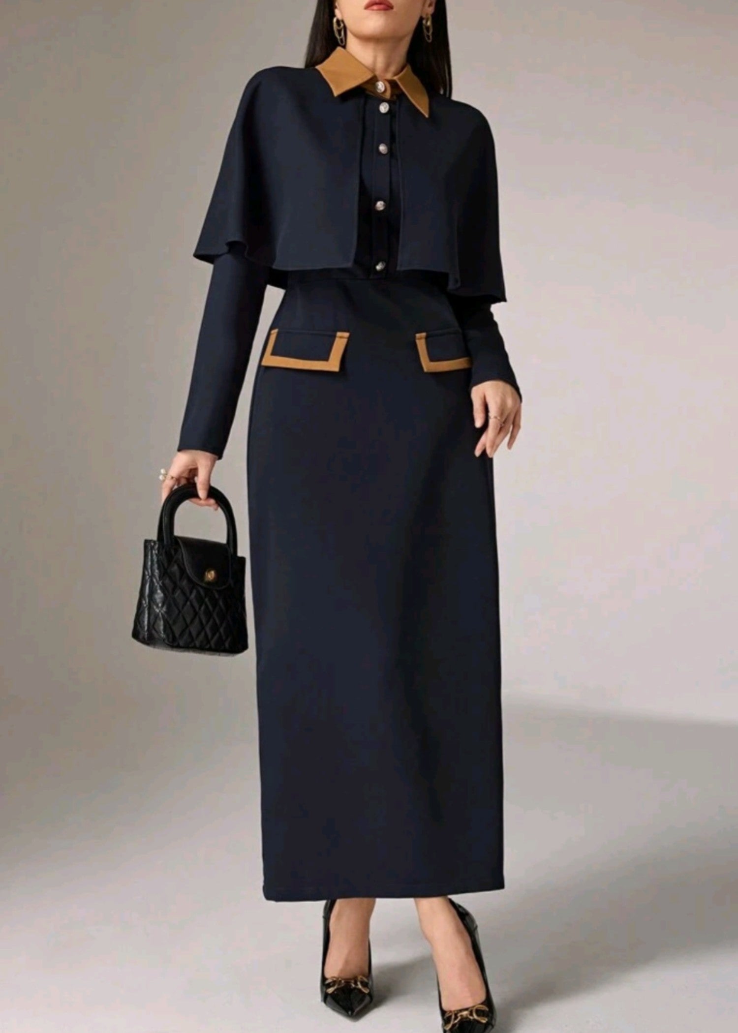 polyester Dress in Navy blue
