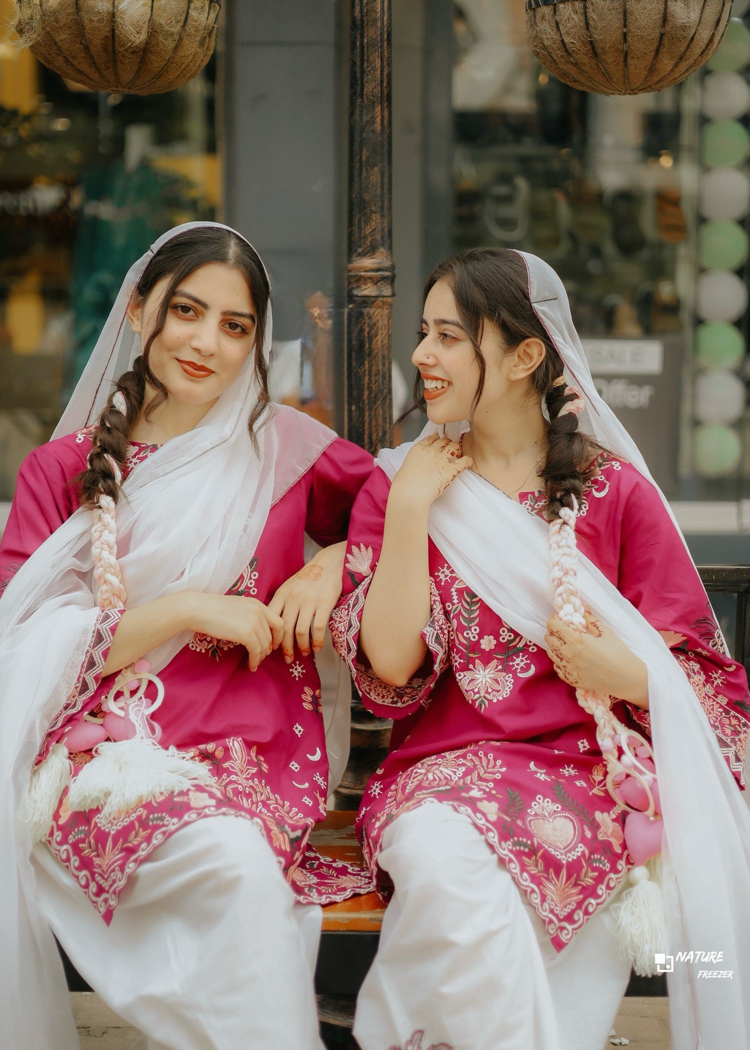 cotton Kurta Set in Magenta