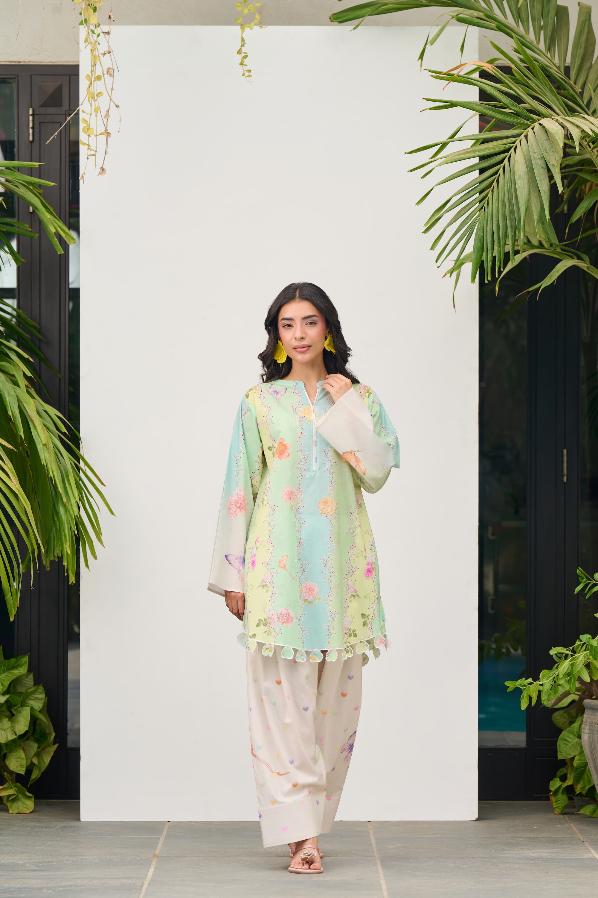 lawn Co Ord Sets in Yellow green, pistachio green