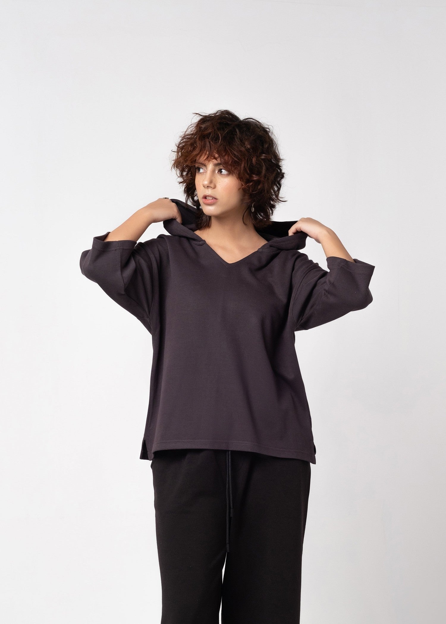 cotton Hoodie in Wine