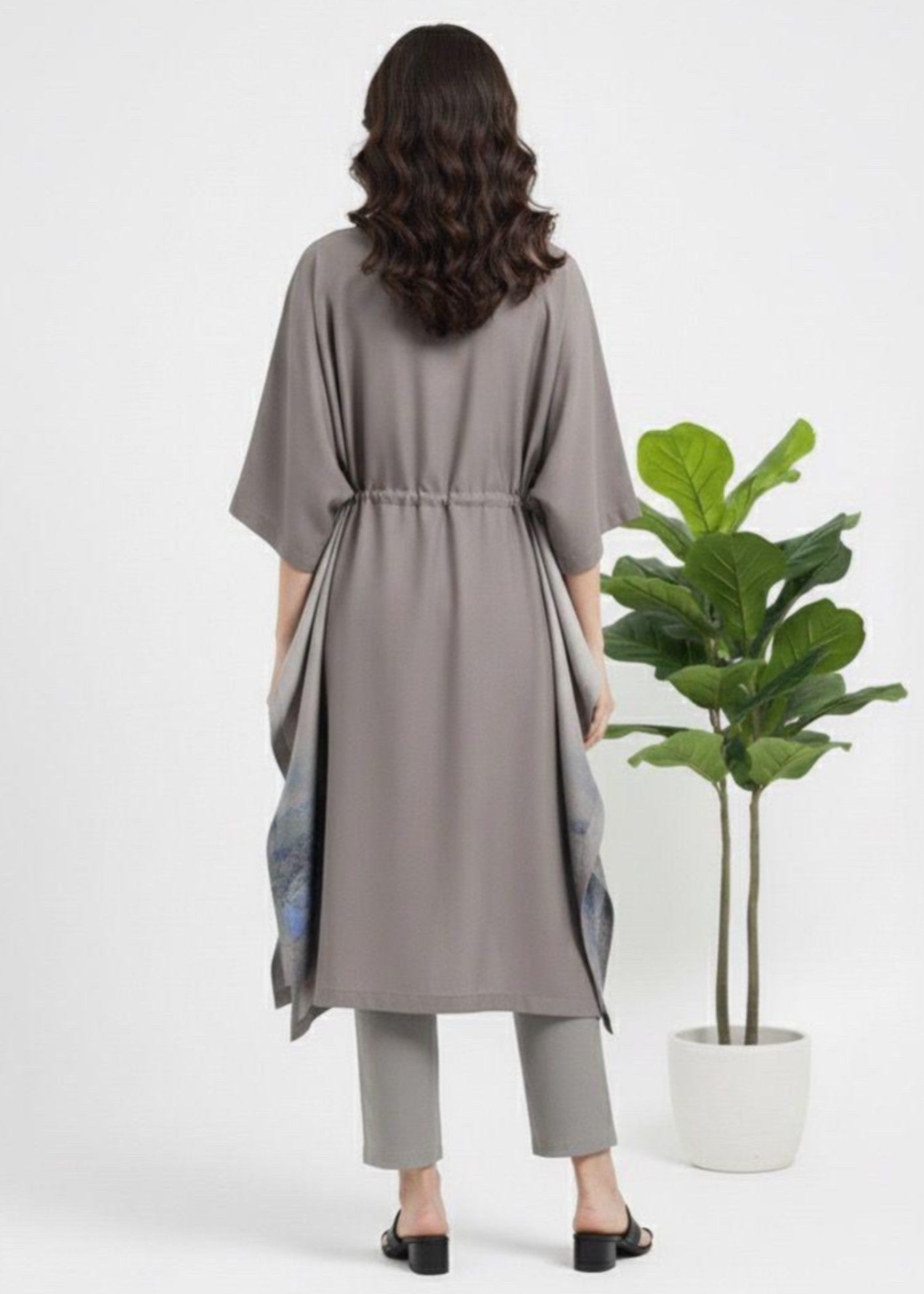 silk Kaftan in Grey