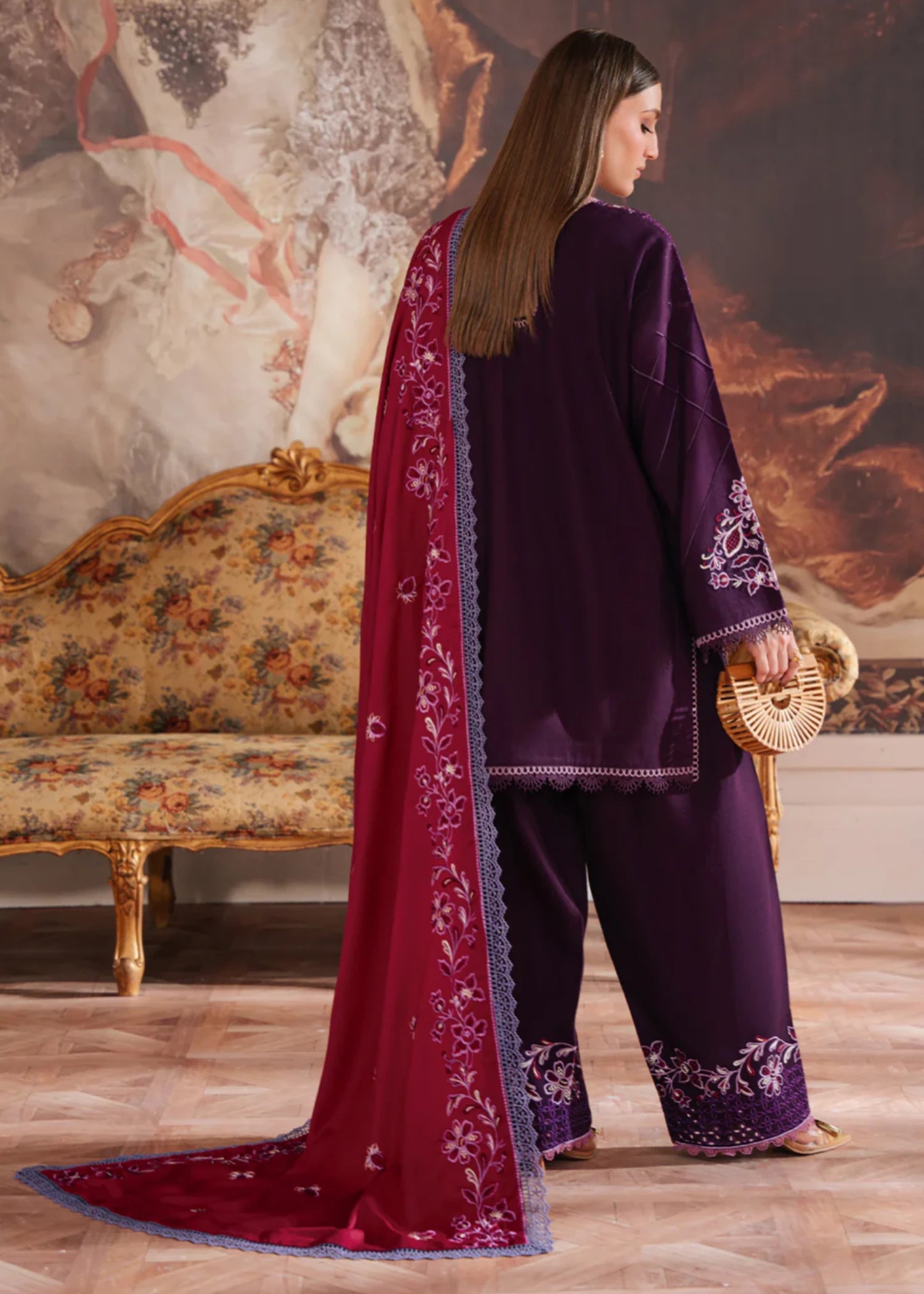 karandi Unstitched in Purple