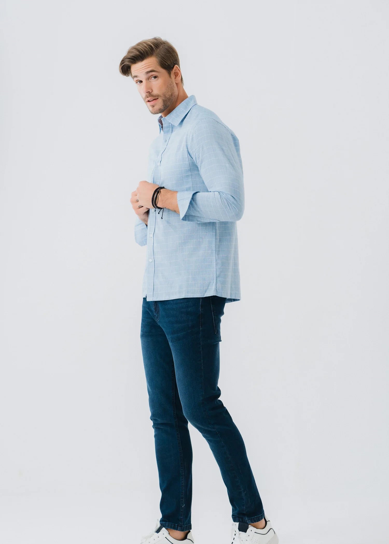 twill cotton Casual Shirt in Light blue