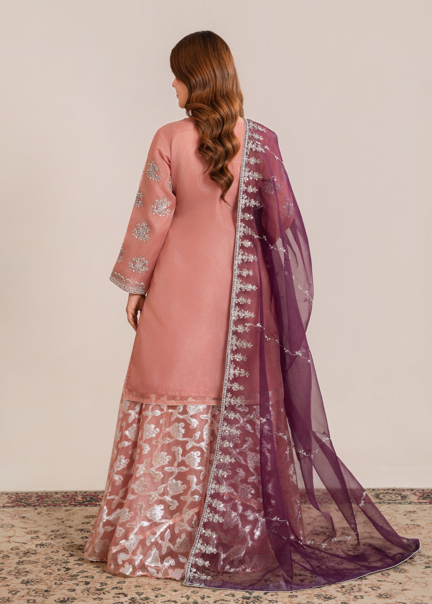 organza Sharara in Pastel pink