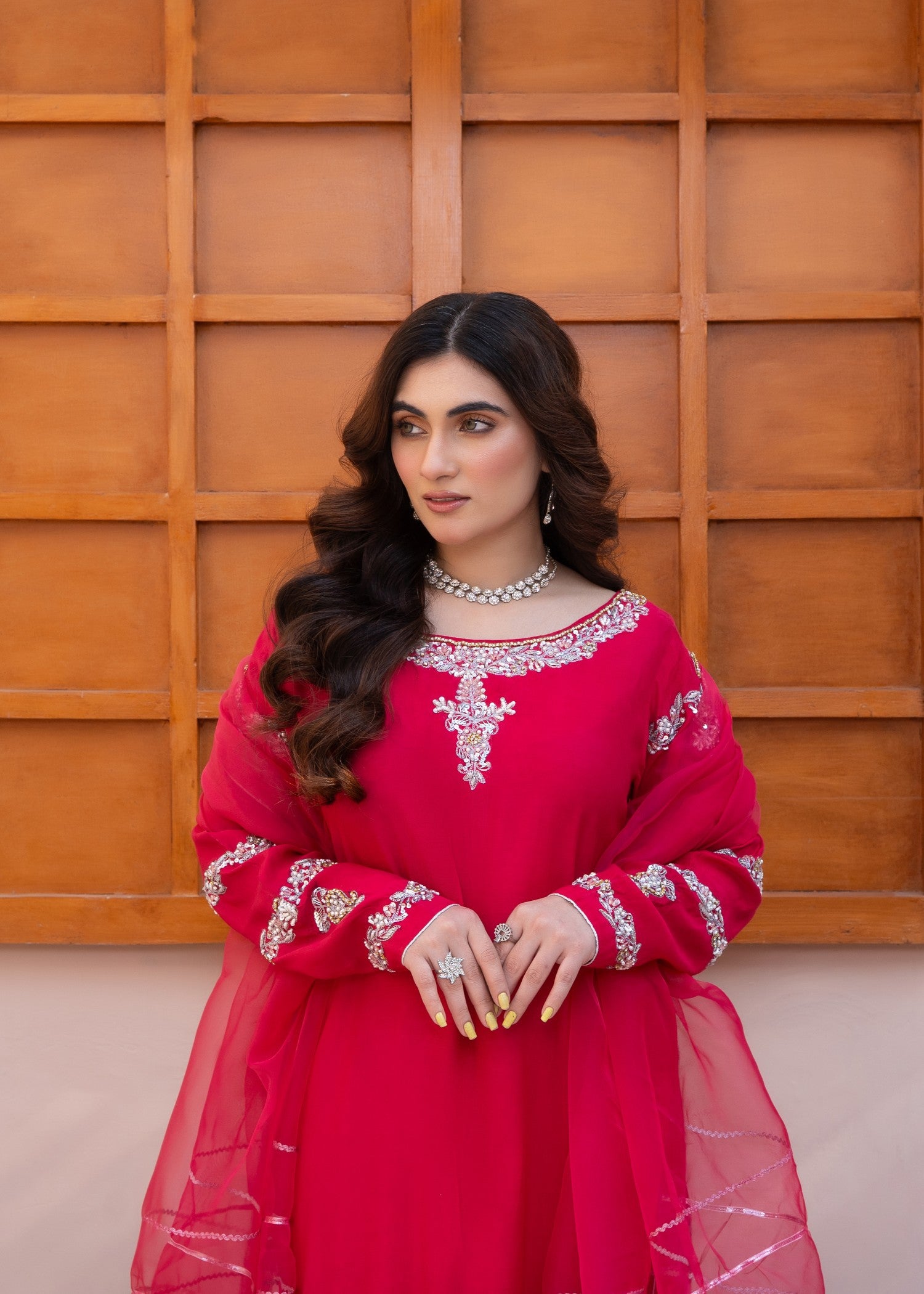 raw silk Kurta Set in Raspberry pink