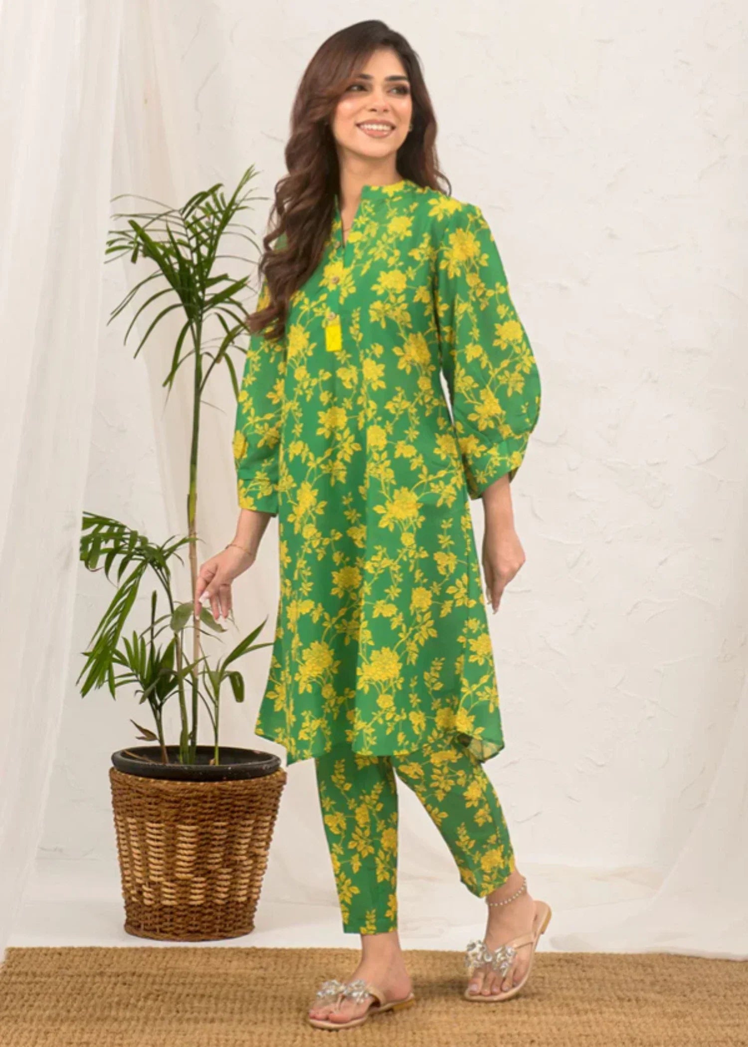 swiss lawn Co Ord Sets in Green