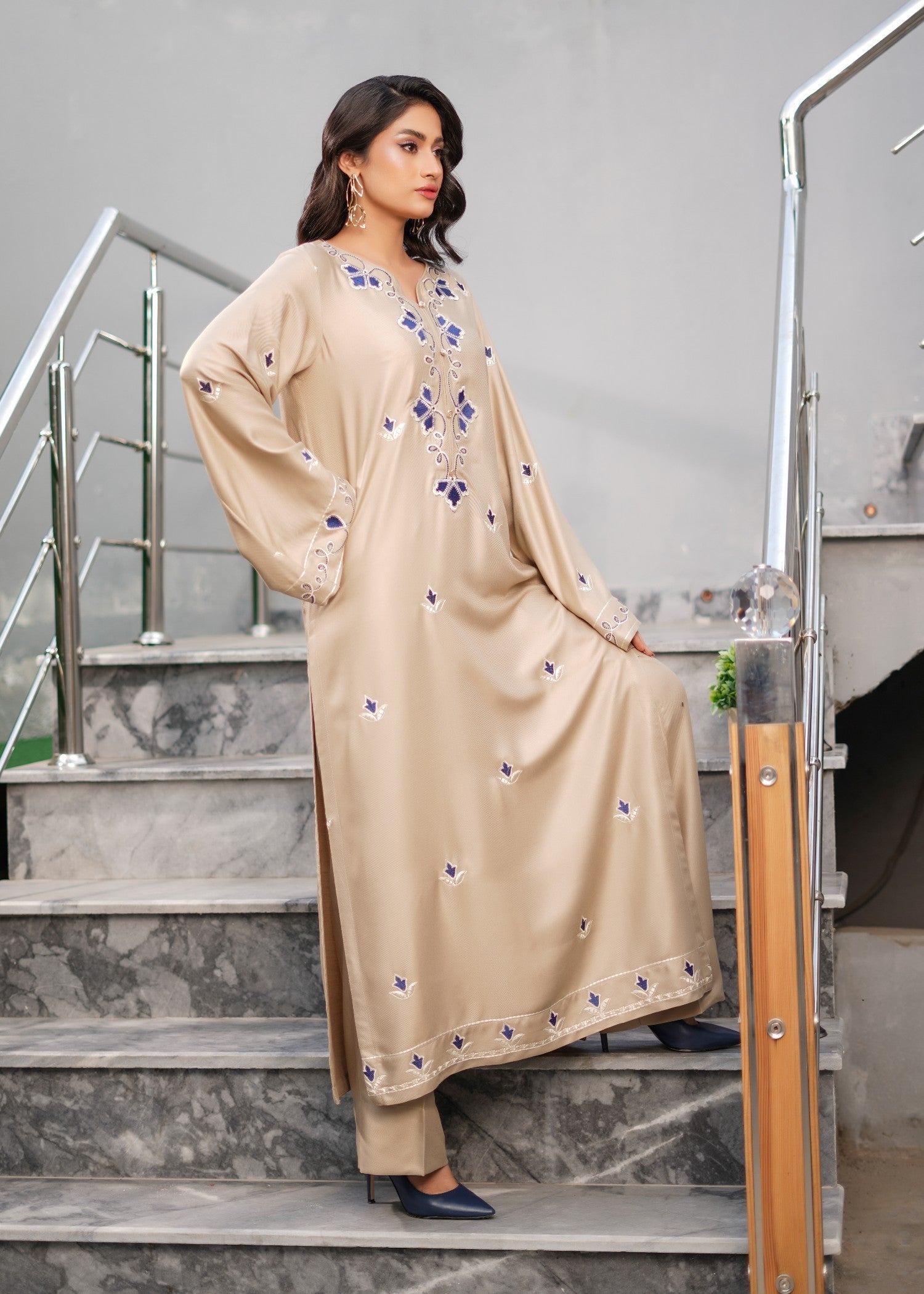 twill cotton Kurta Set in Beige