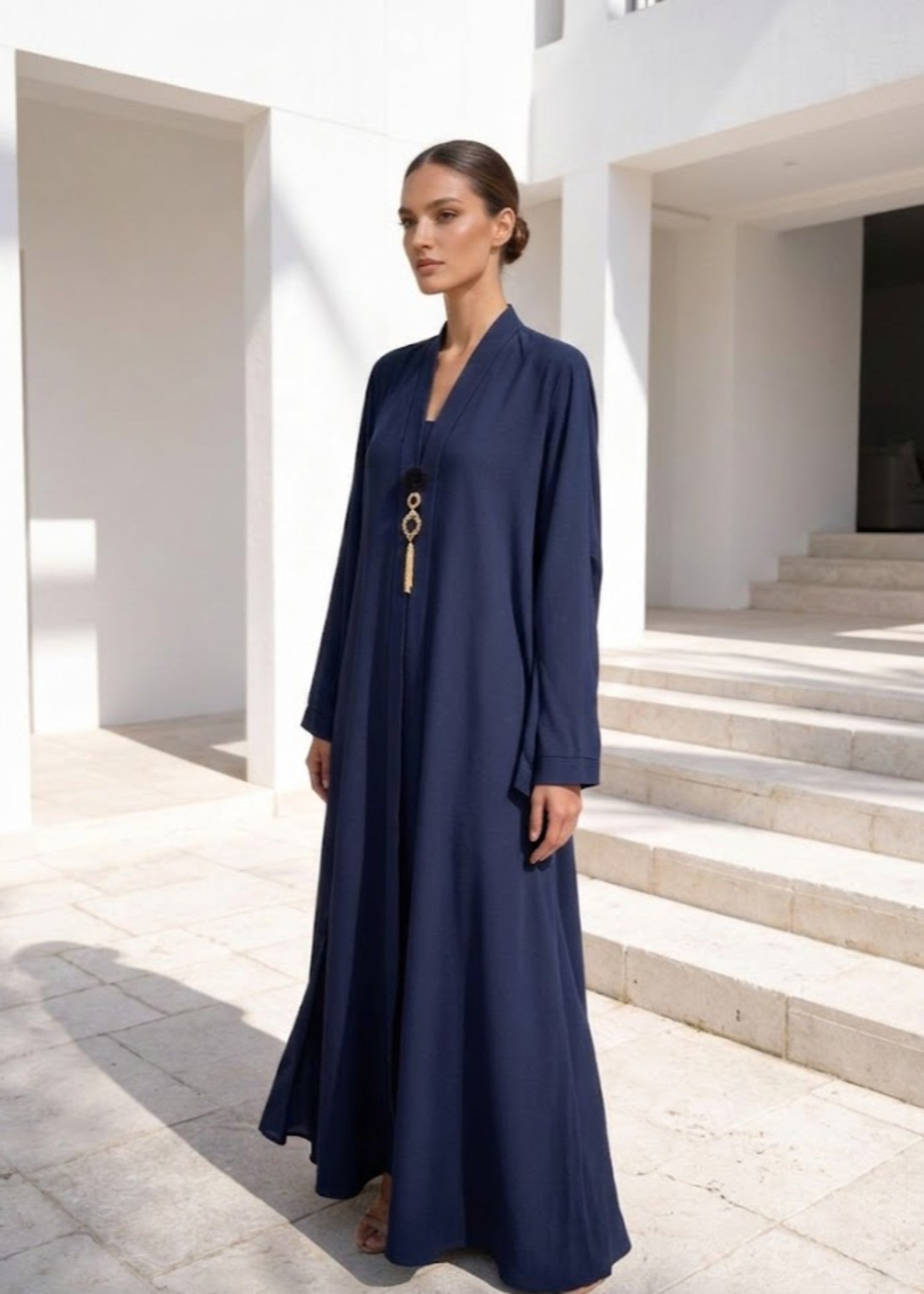 silk Abaya in Dark blue