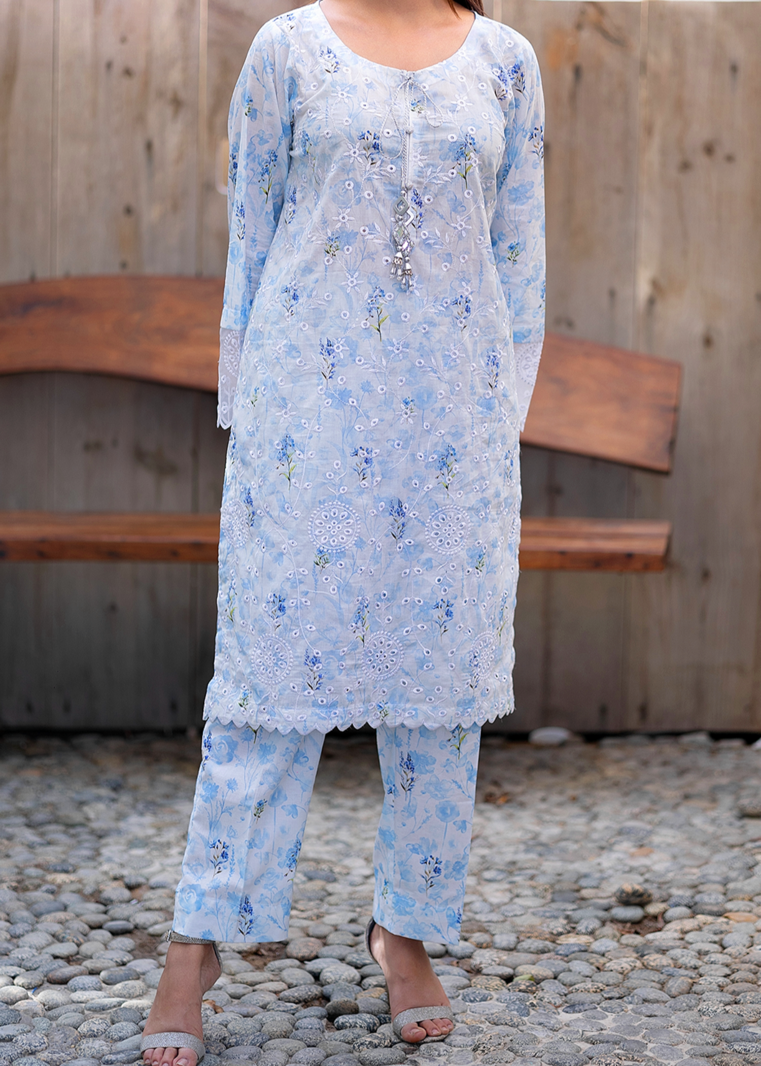 lawn Unstitched in Arctic blue