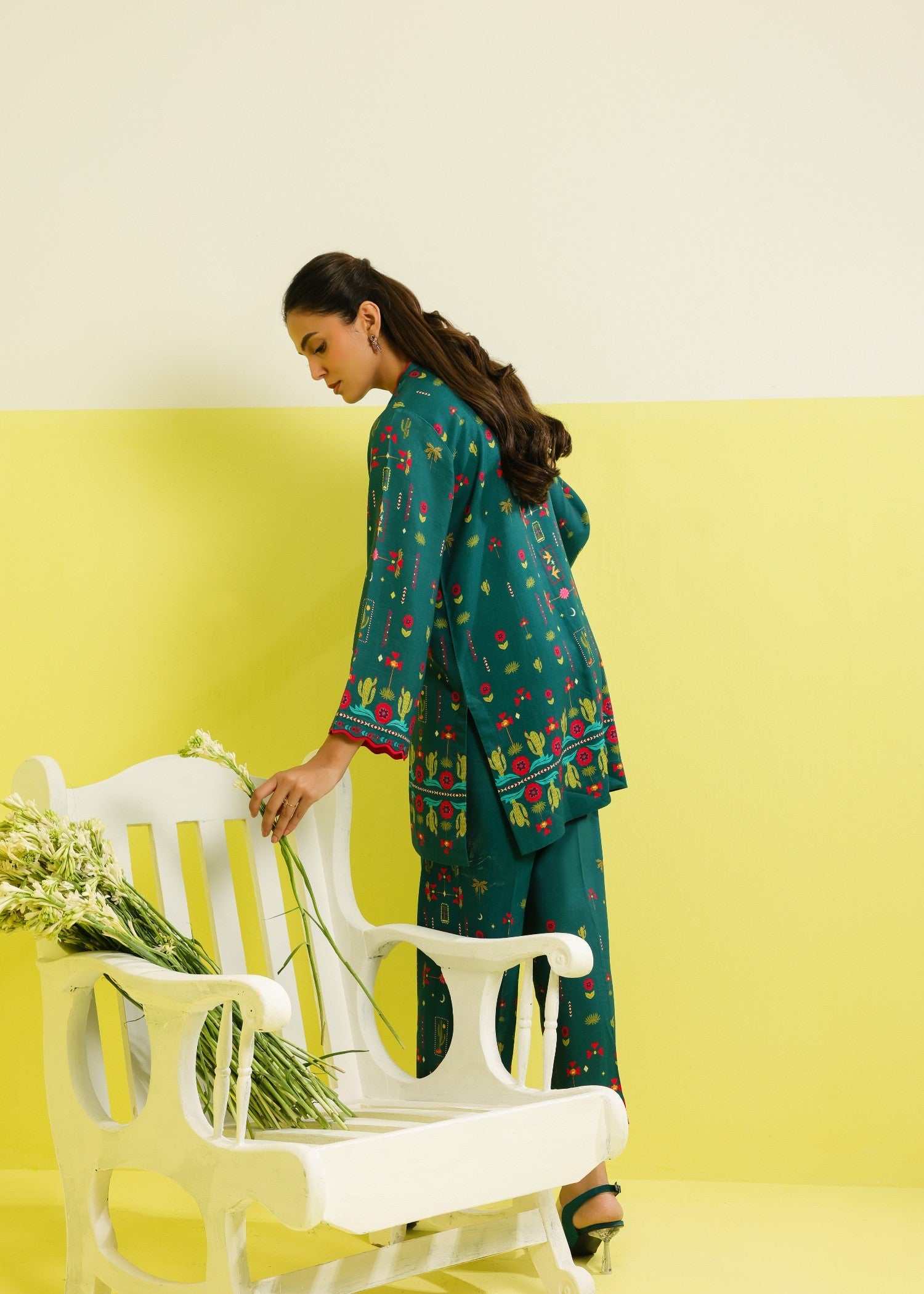 twill cambric Unstitched in Sea green