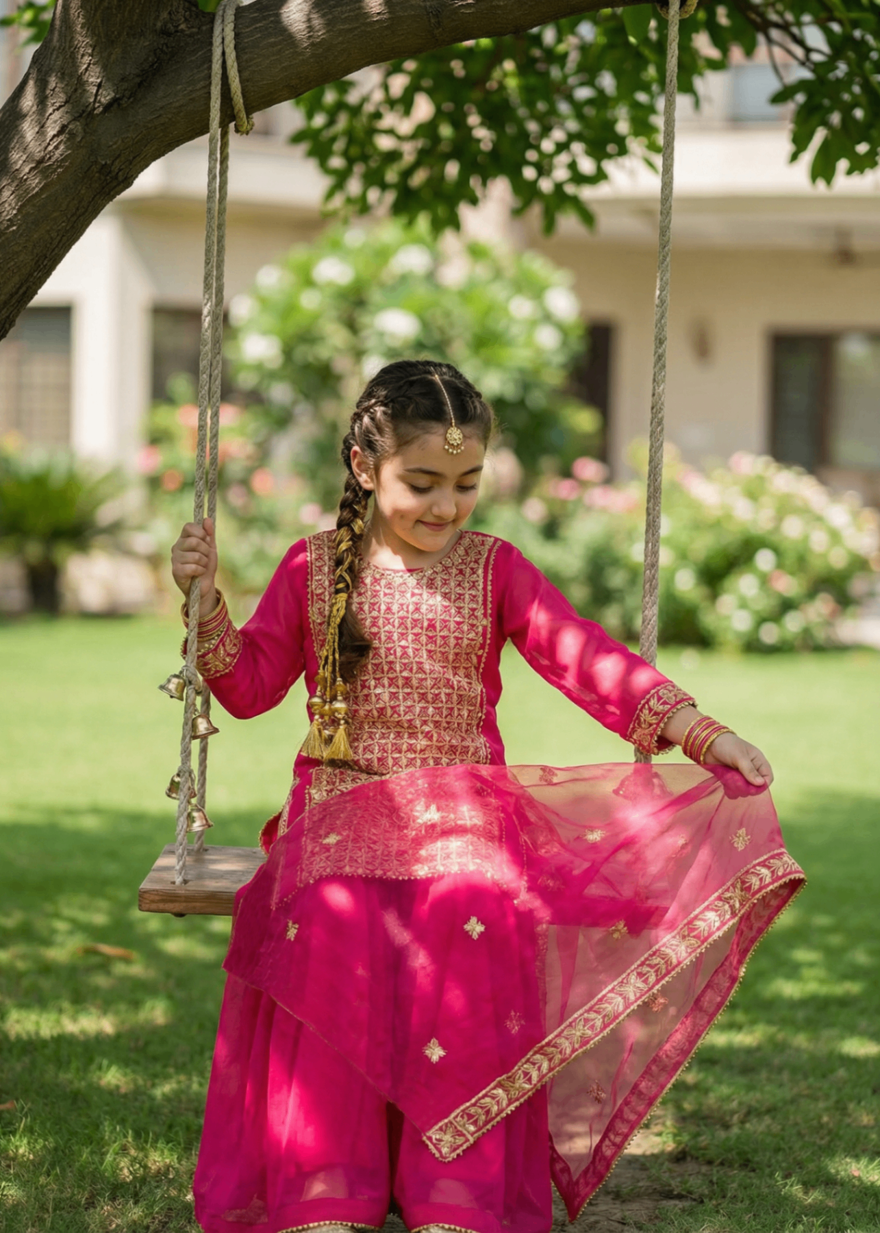 chiffon Sharara in Shocking pink