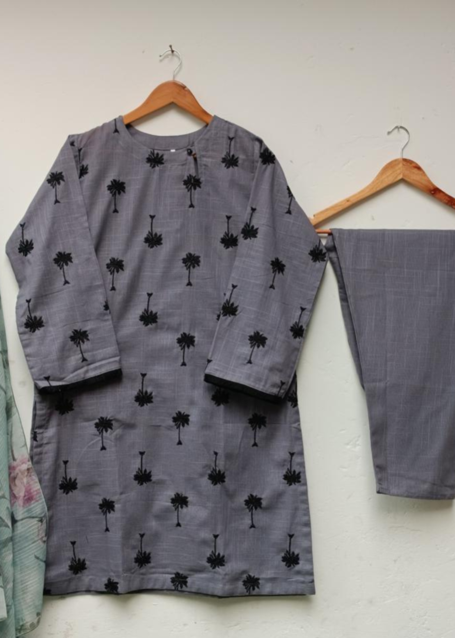 khaddar Kurta Set in Grey